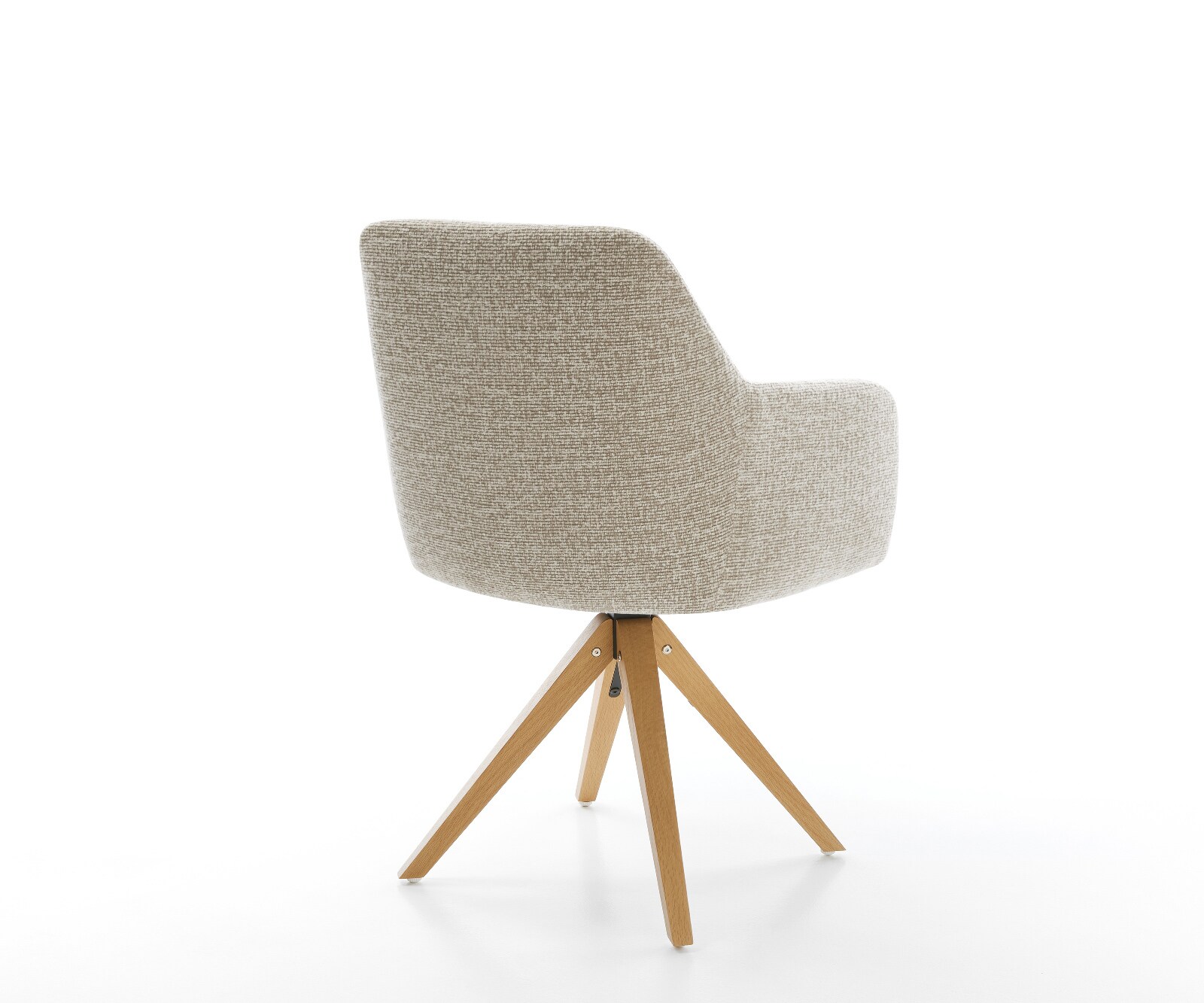 Chaise-pivotante Greg-Flex tissu tissé doux beige pied en bois angulaire naturel pivotement sur 180° ressorts ensachés 5