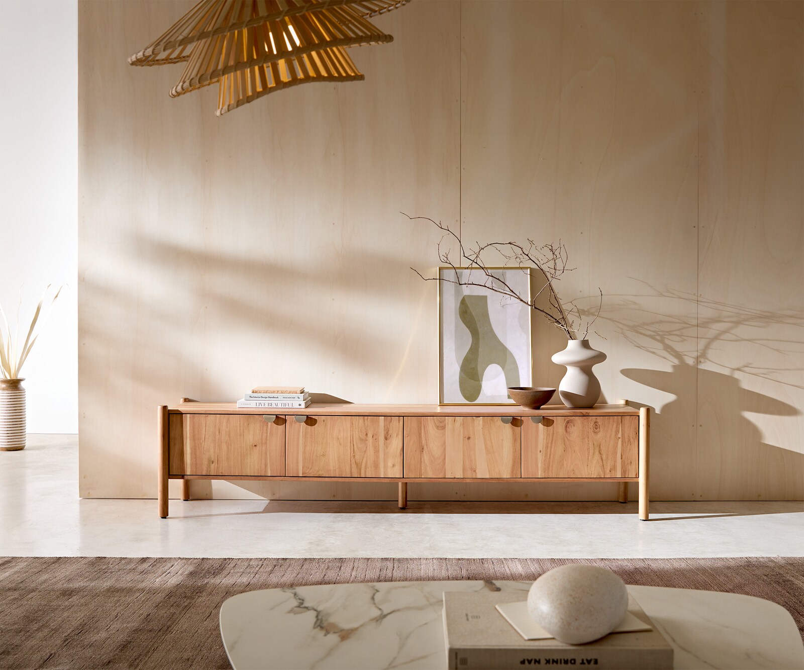 Meuble-TV Caius 200 cm acacia aura 4 portes 1 Meuble-TV Caius 200 cm acacia aura 4 portes 1