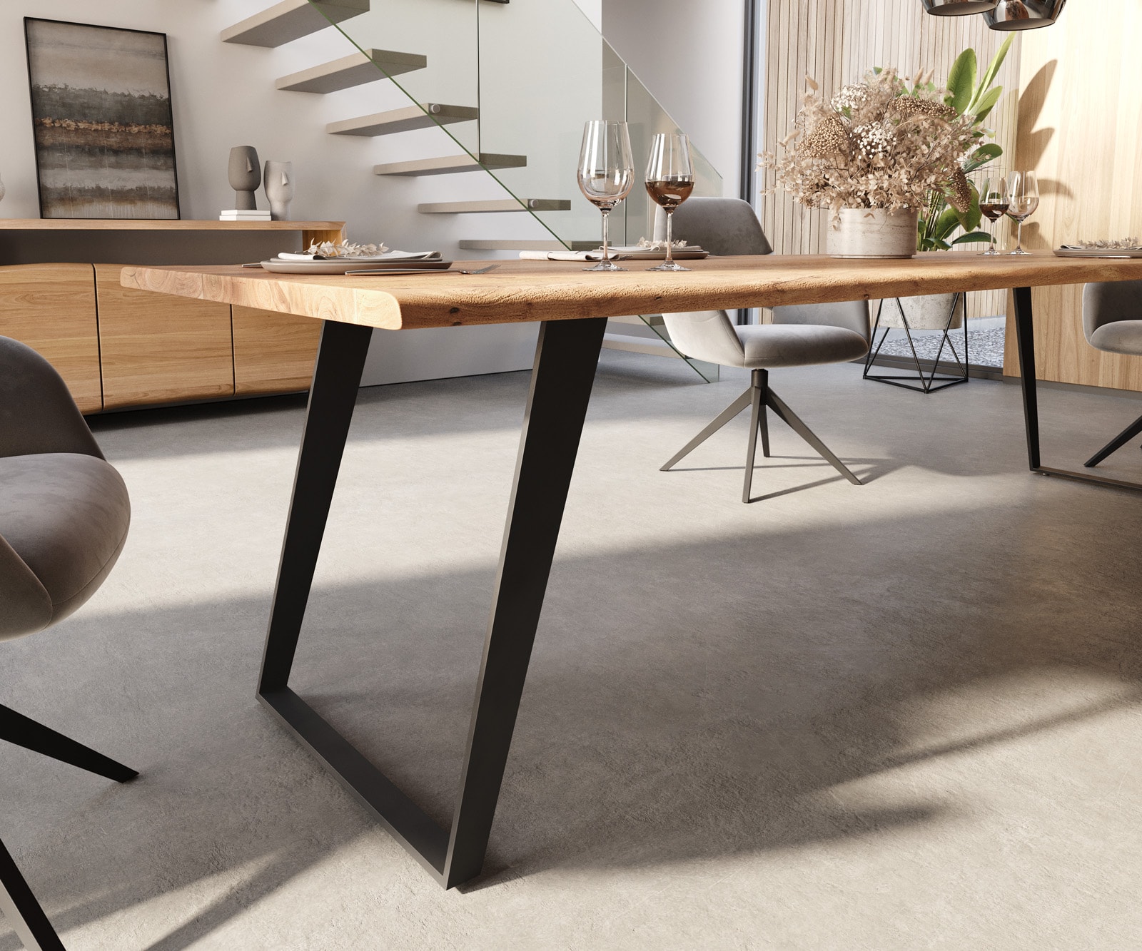 Table-à-manger Edge 300x100 acacia nature métal incliné Live-Edge 5 Table-à-manger Edge 300x100 acacia nature métal incliné Live-Edge 5