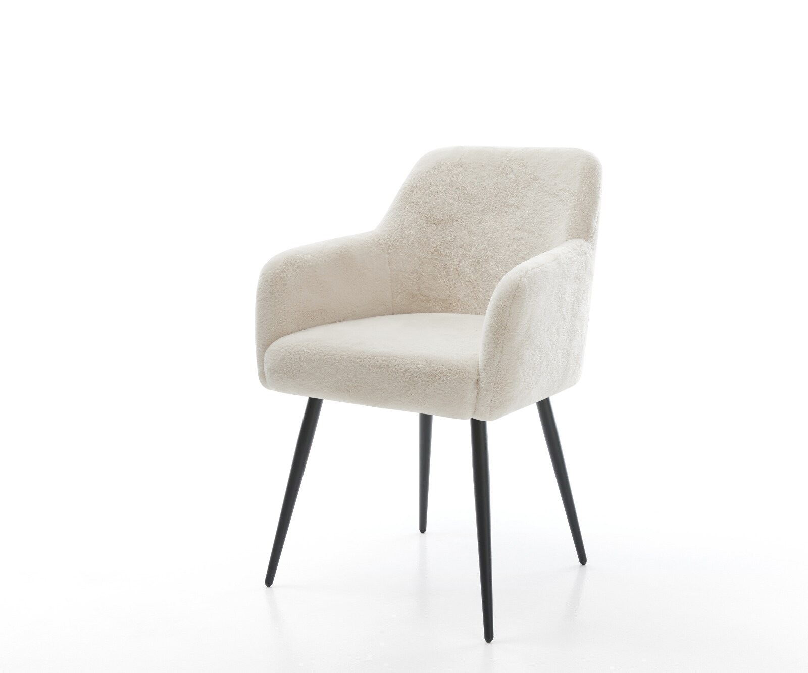 Chaise-de-salle-à-manger Greg-Flex peluche crème-blanc 4 pieds coniques noir resorts ensachés 1
