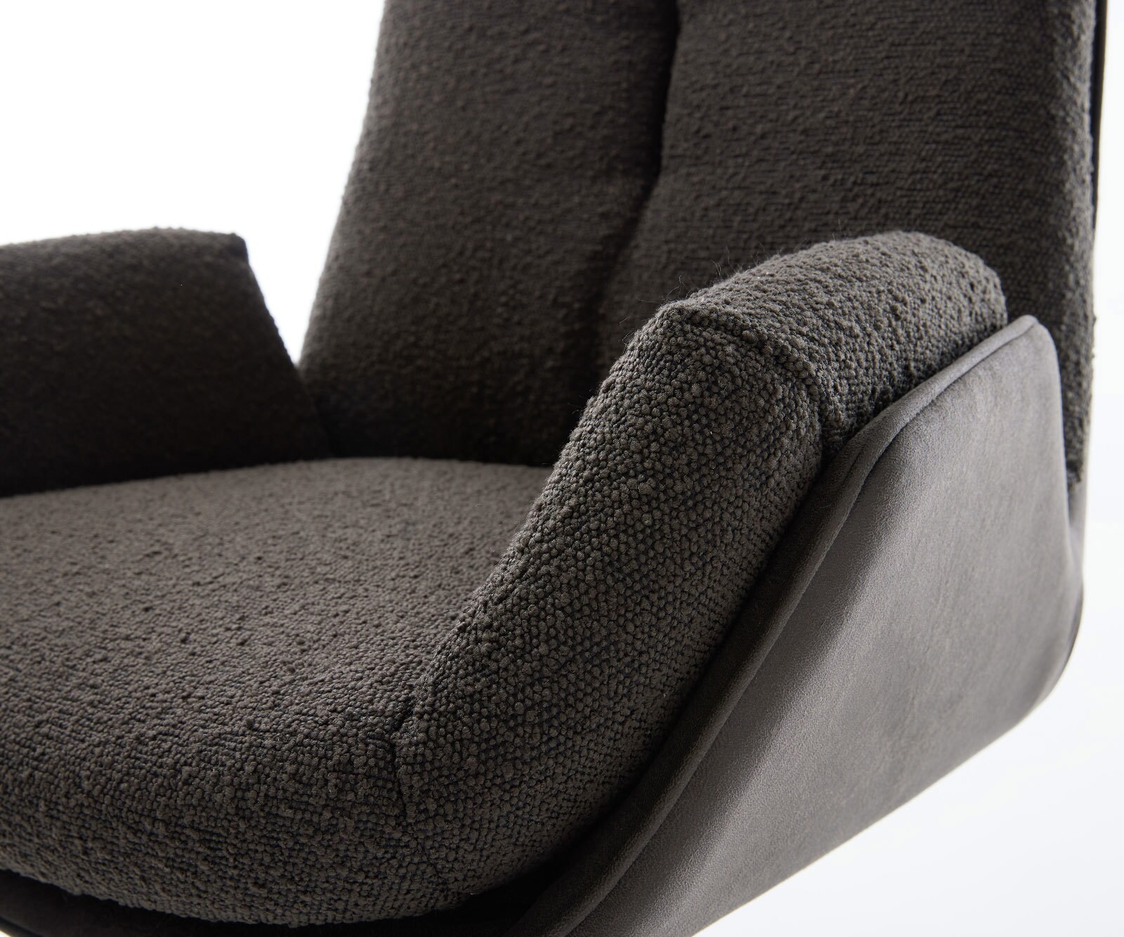 Chaise-pivotante Clea-Flex tissu mixte noir pied de chaise 4 branches acier inoxydable brossé pivotement sur 360° fonction bascule 4