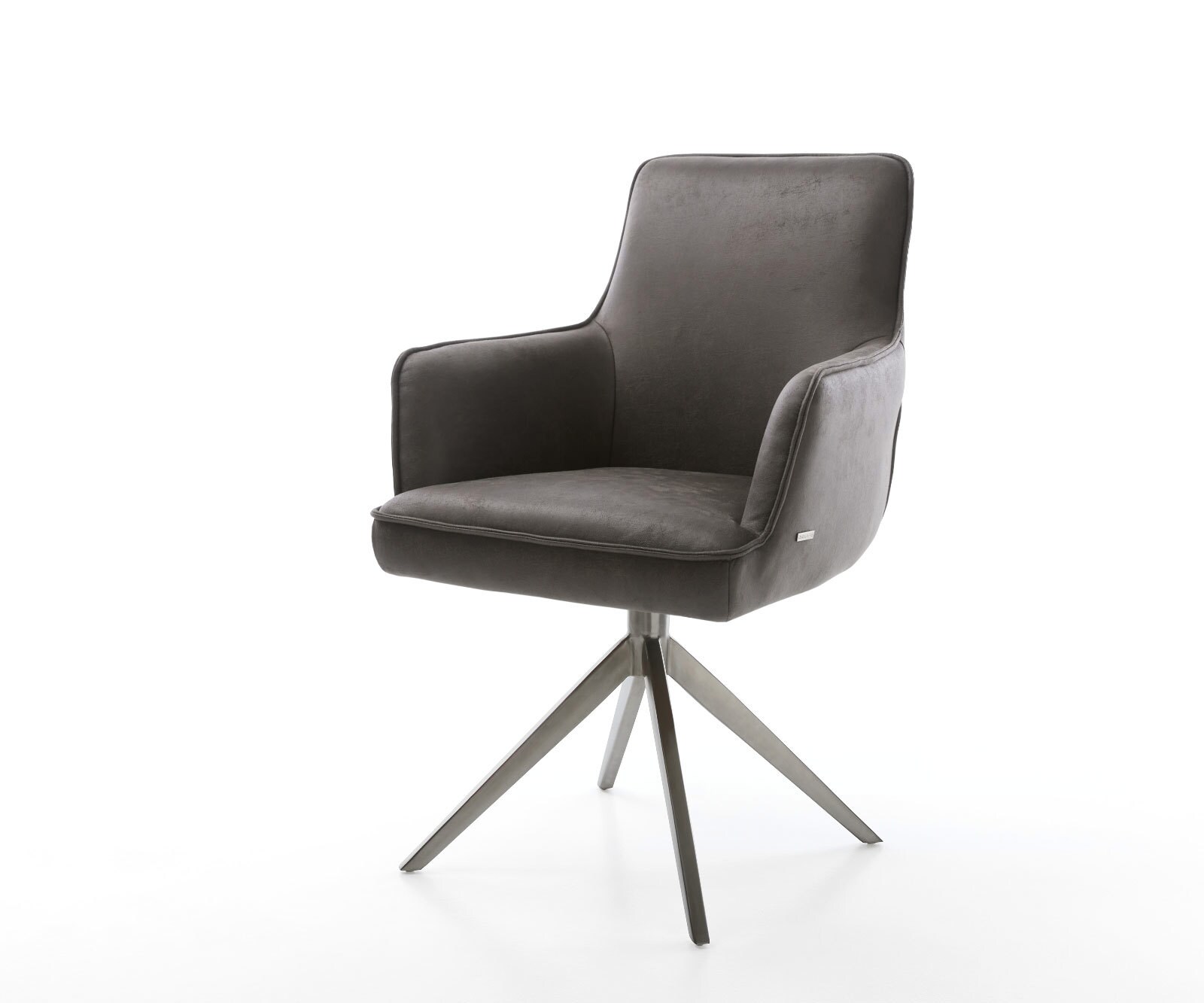 Chaise-pivotante Heira-Flex mit Armlehnen microvelours anthracite vintage pied croisé large grafiete pivotement sur 360° fonction bascule ressorts ensachés