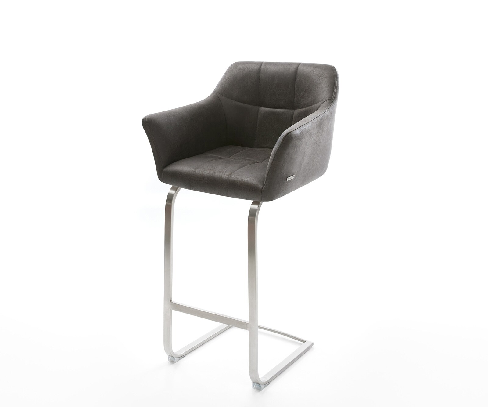 Chaise-de-bar Yulo-Flex vintage anthracite cantilever plat acier inoxydable
