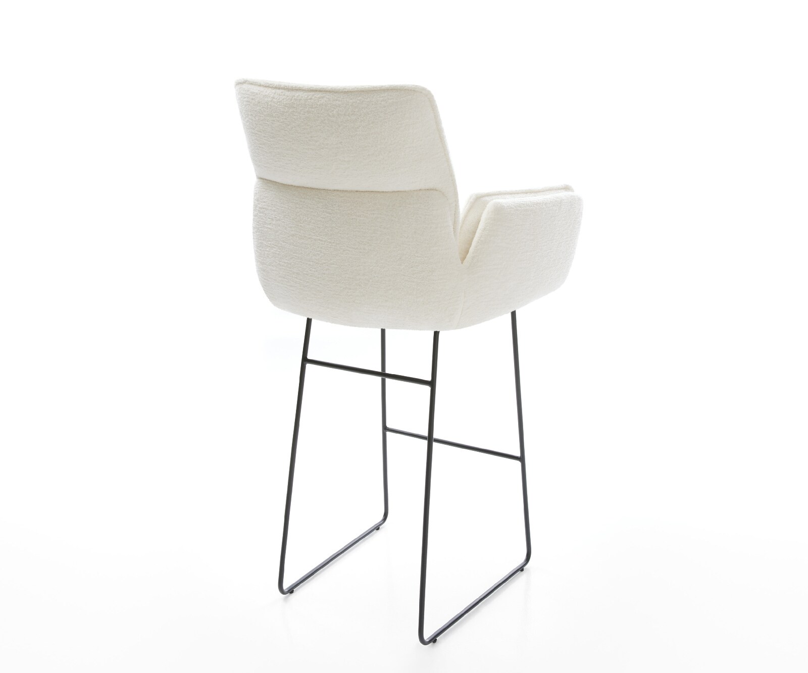 Chaise-de-bar Nela-Flex Bouclé doux Beige Pied trapèze noir Noir 4