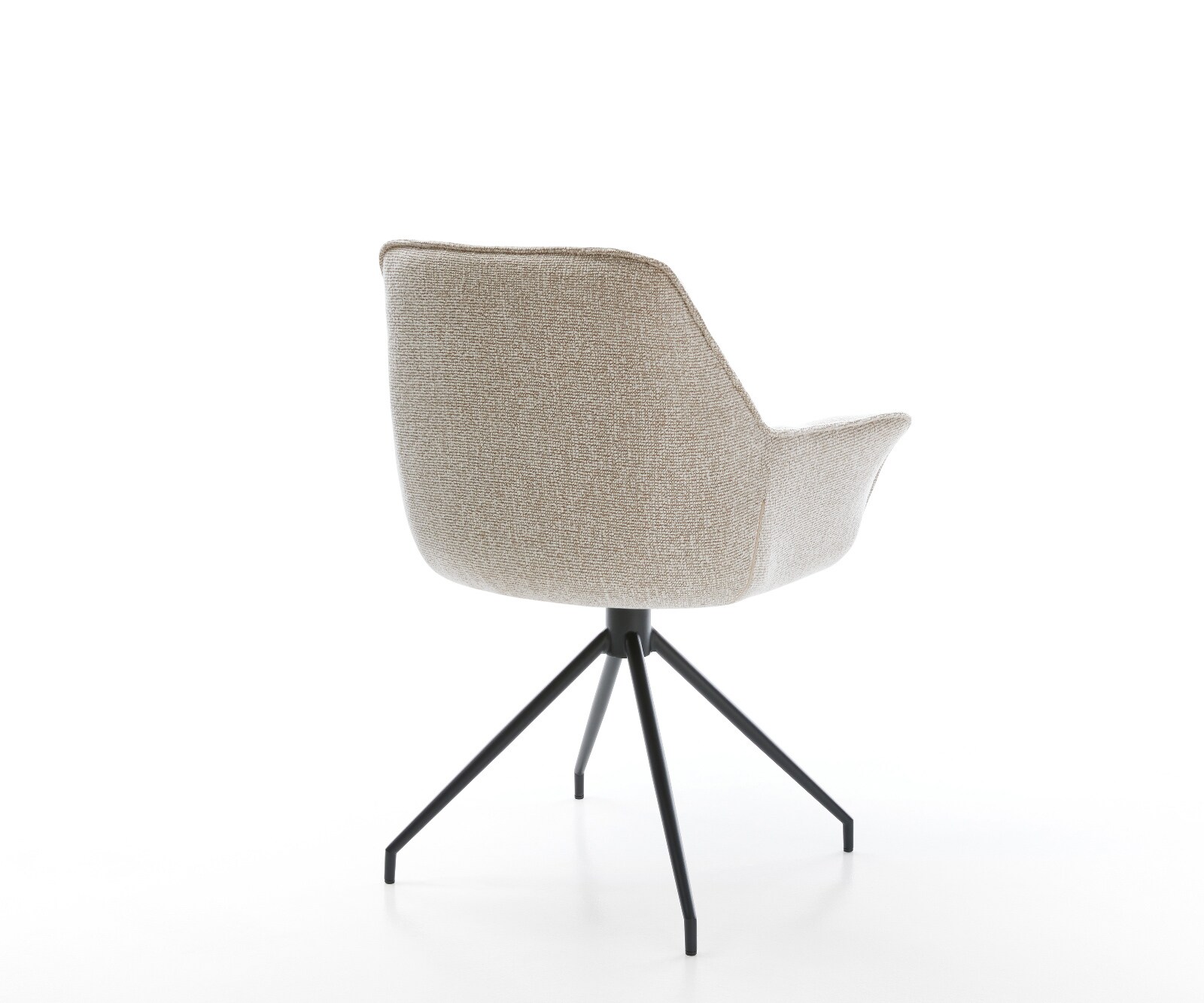 Chaise-de-salle-à-manger Kaira-Flex tissu tissé doux beige pied croisé conique noir 4