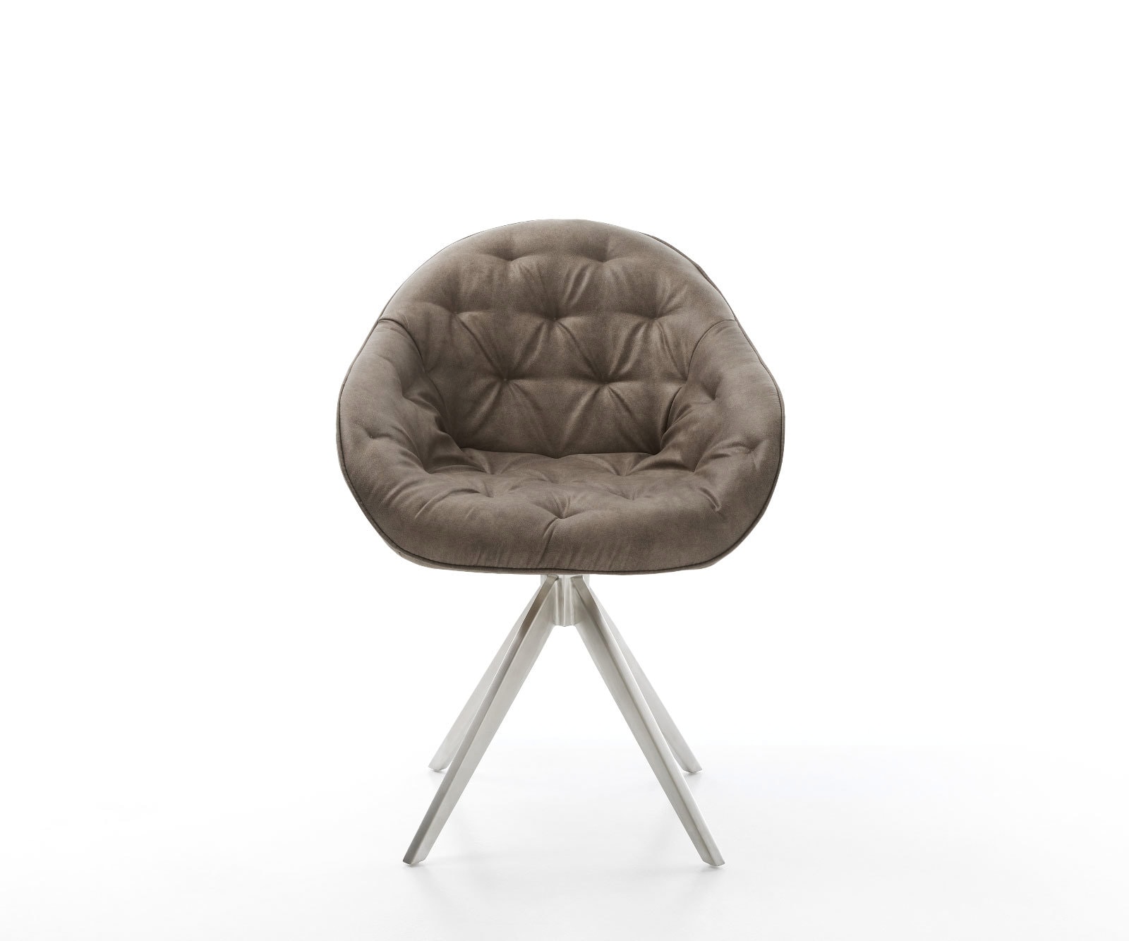 Chaise-de-salle-à-manger Gaio-Flex microvelours taupe vintage pied croisé angulaire acier inoxydable brossé 1 Chaise-de-salle-à-manger Gaio-Flex microvelours taupe vintage pied croisé angulaire acier inoxydable brossé 1