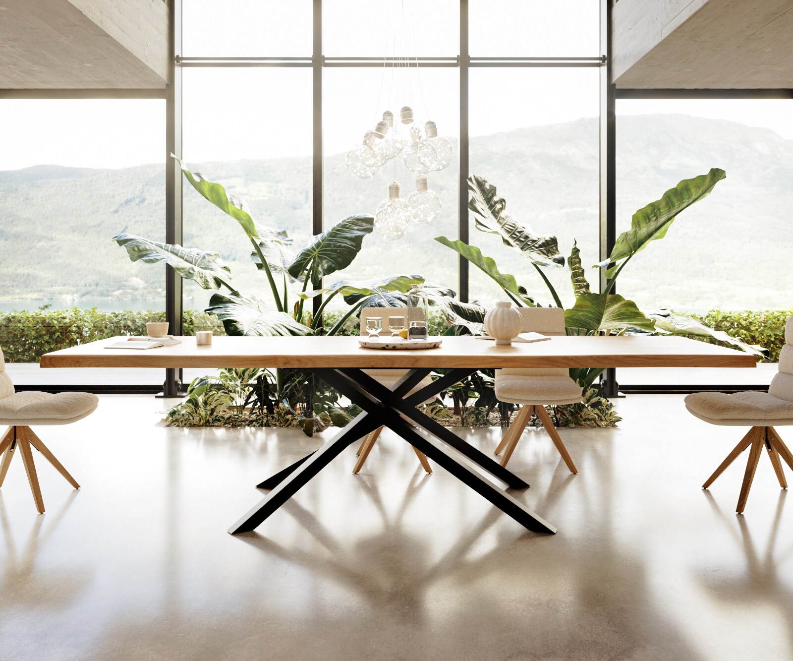 Table à manger Edge 300x100 chêne nature cadre croisé rectangle noir Live-Edge 3 Table à manger Edge 300x100 chêne nature cadre croisé rectangle noir Live-Edge 3