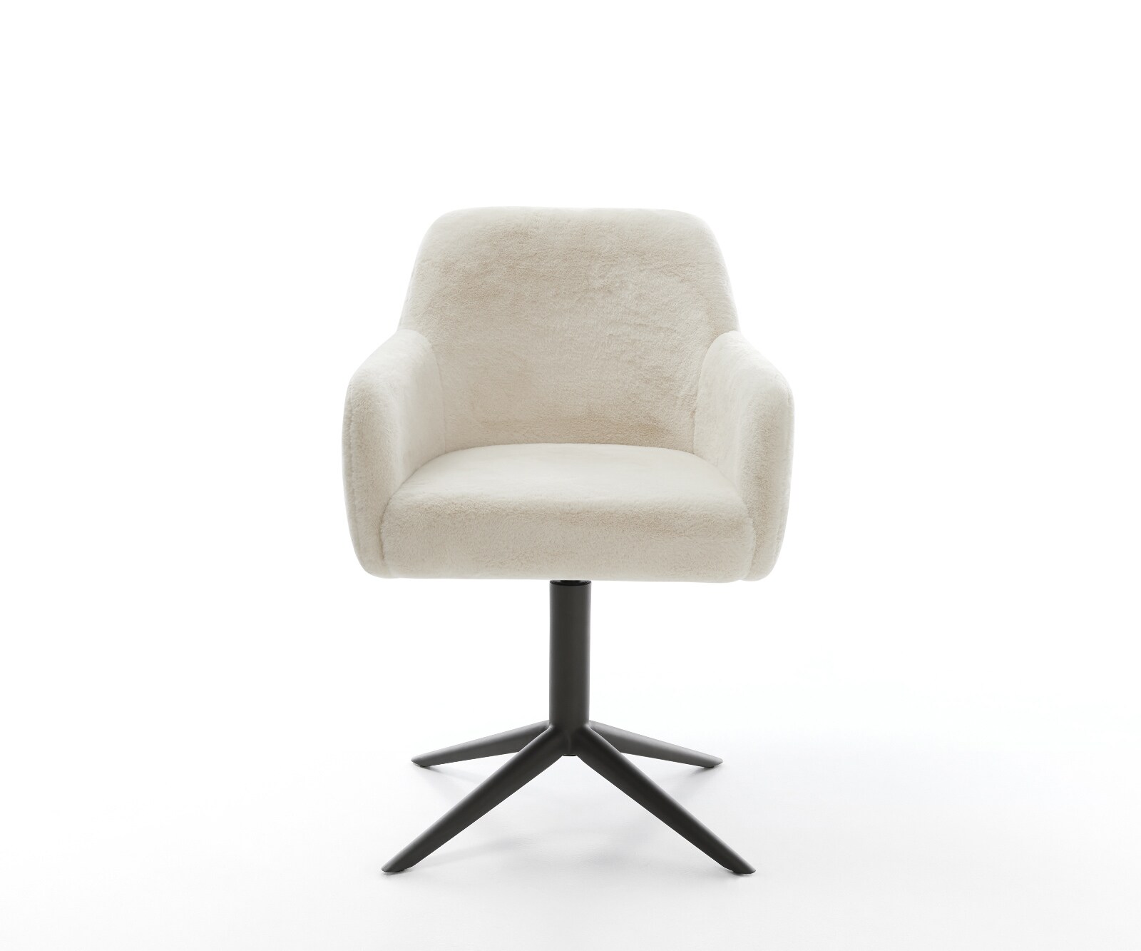 Chaise-pivotante Greg-Flex peluche crème-blanc pied de chaise 4 branches noir pivotement sur 360° fonction bascule resorts ensachés 2