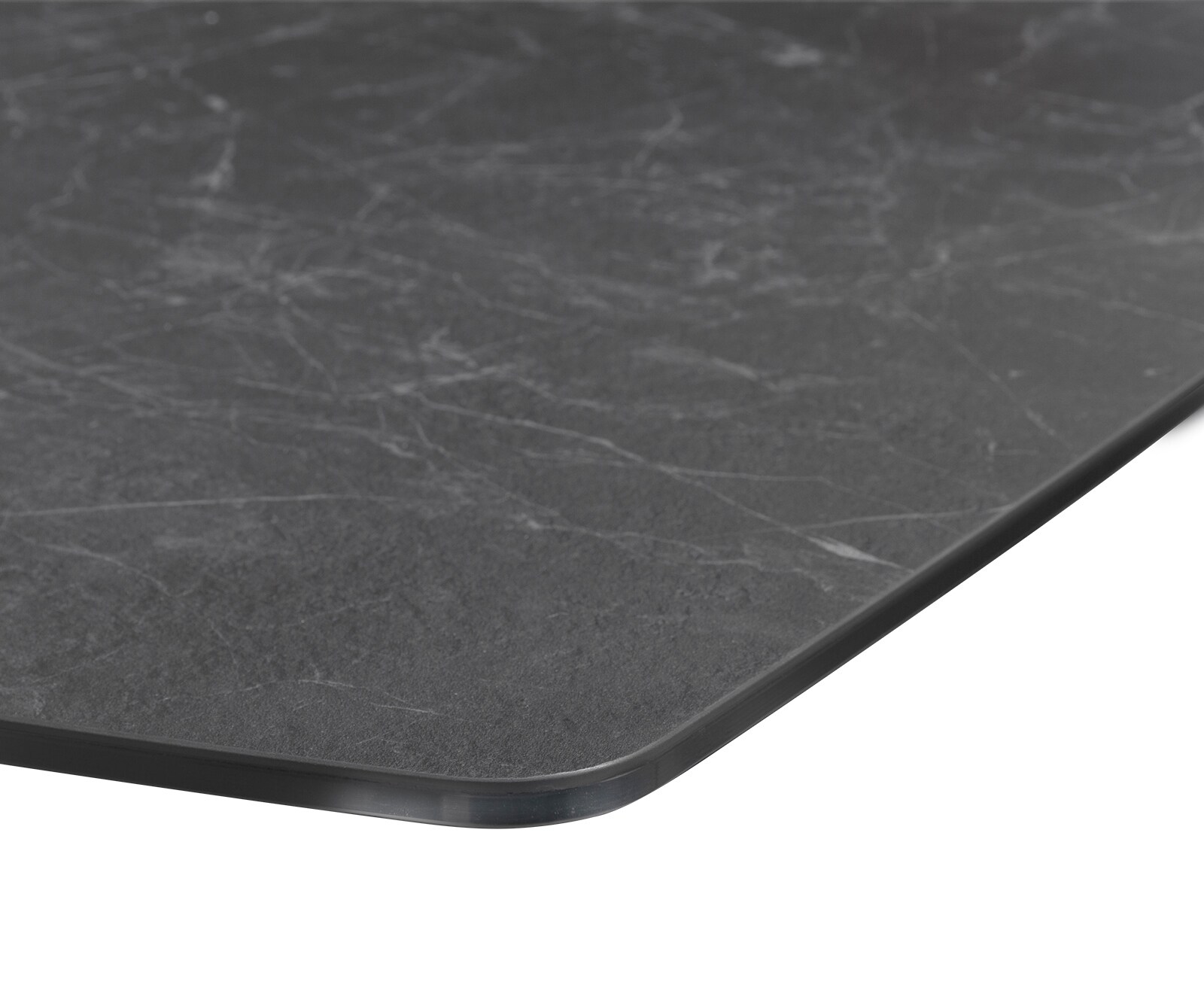 Table-à-manger Edge forme Boot 200x100cm Laminam® céramique gris pieds milieu croisé noir 4