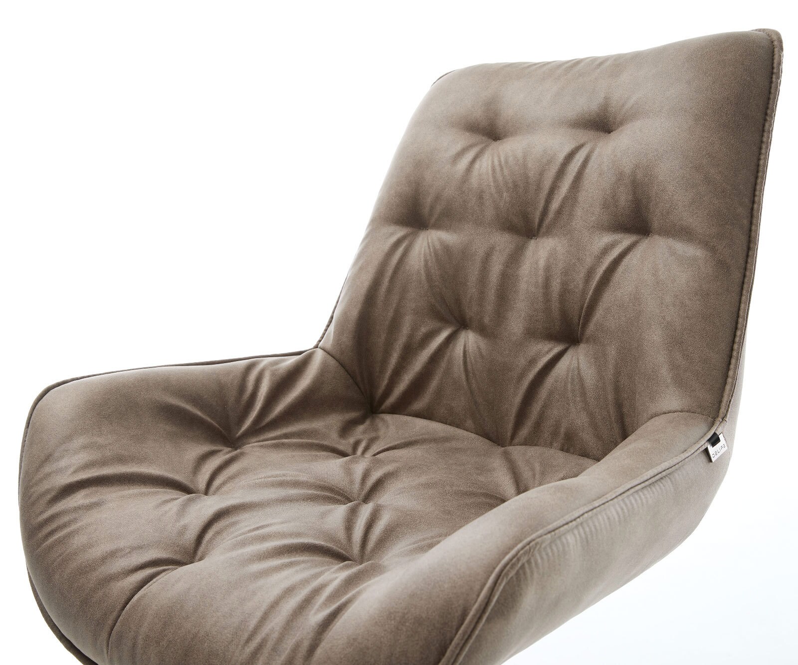 Chaise-pivotante Taimi-Flex microvelours taupe vintage pied croisé large noir pivotement sur 360° fonction bascule 3