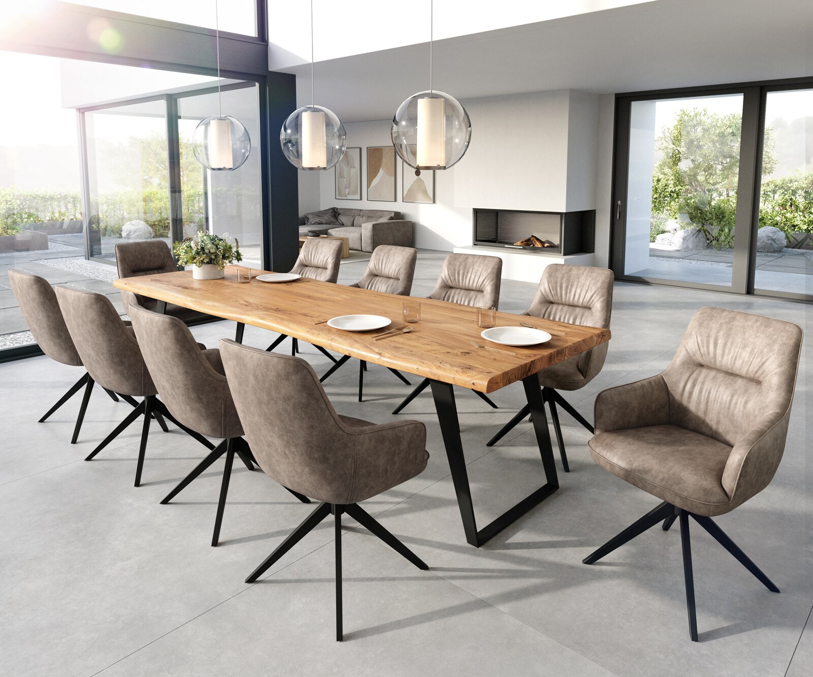 Chaise-de-salle-à-manger Zelia-Flex avec accoudoirs microvelours taupe vintage pied croisé large noir ressorts ensachés 3 Chaise-de-salle-à-manger Zelia-Flex avec accoudoirs microvelours taupe vintage pied croisé large noir ressorts ensachés 3