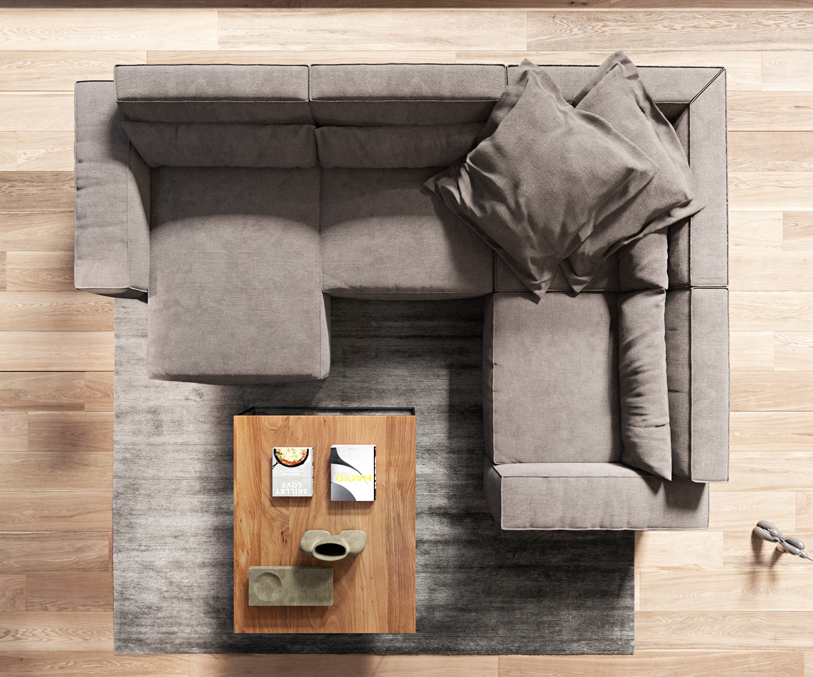 Canapé panoramique Sirpio 300x210 cm Microfibre Marron Kaki Recamiere variable 7