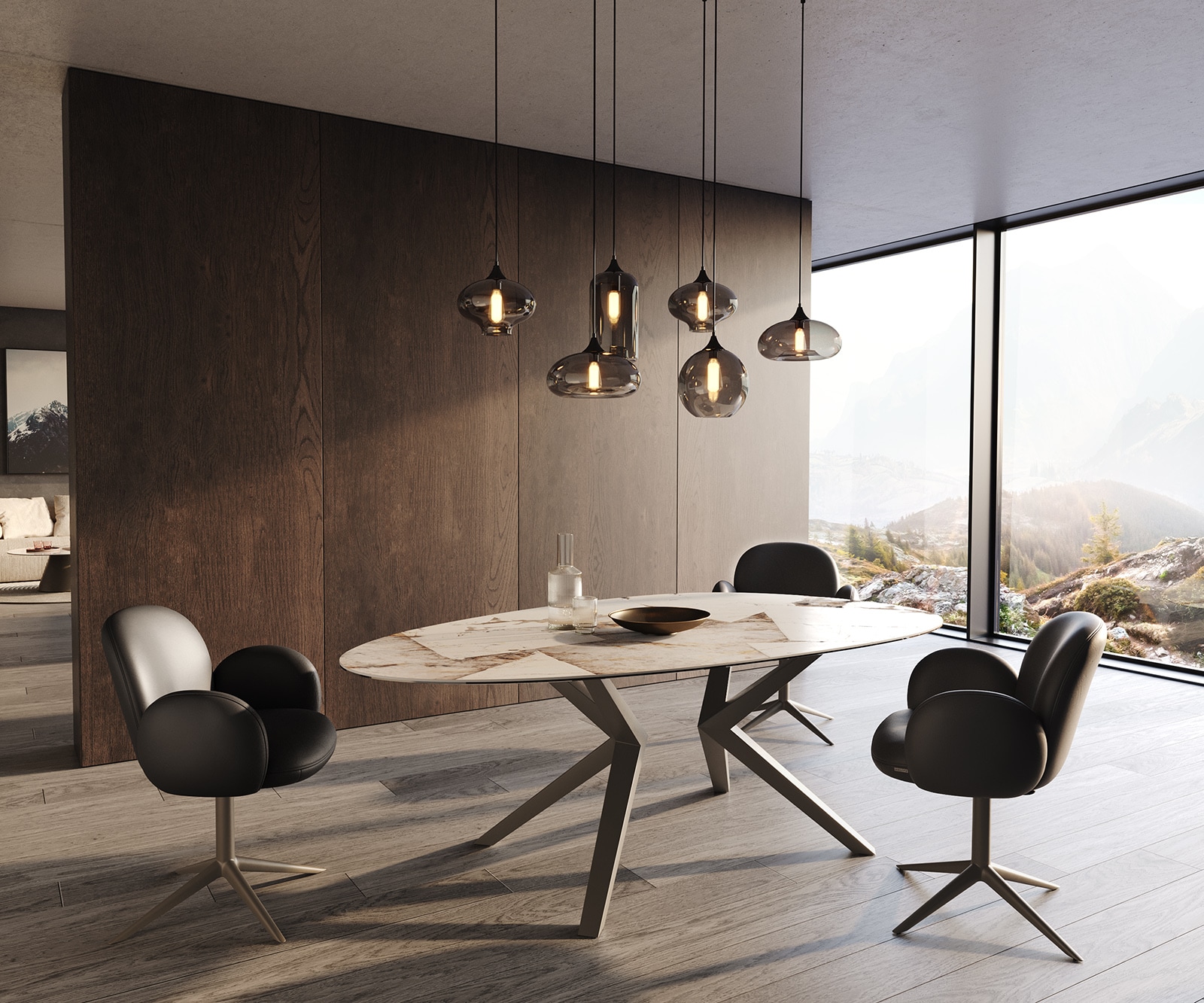 Table à manger Edge Ovale 220x120 Céramique Iris FMG Patagonia Lappato Zenthara anguleux Métal finition à effet Titane 5 Table à manger Edge Ovale 220x120 Céramique Iris FMG Patagonia Lappato Zenthara anguleux Métal finition à effet Titane 5