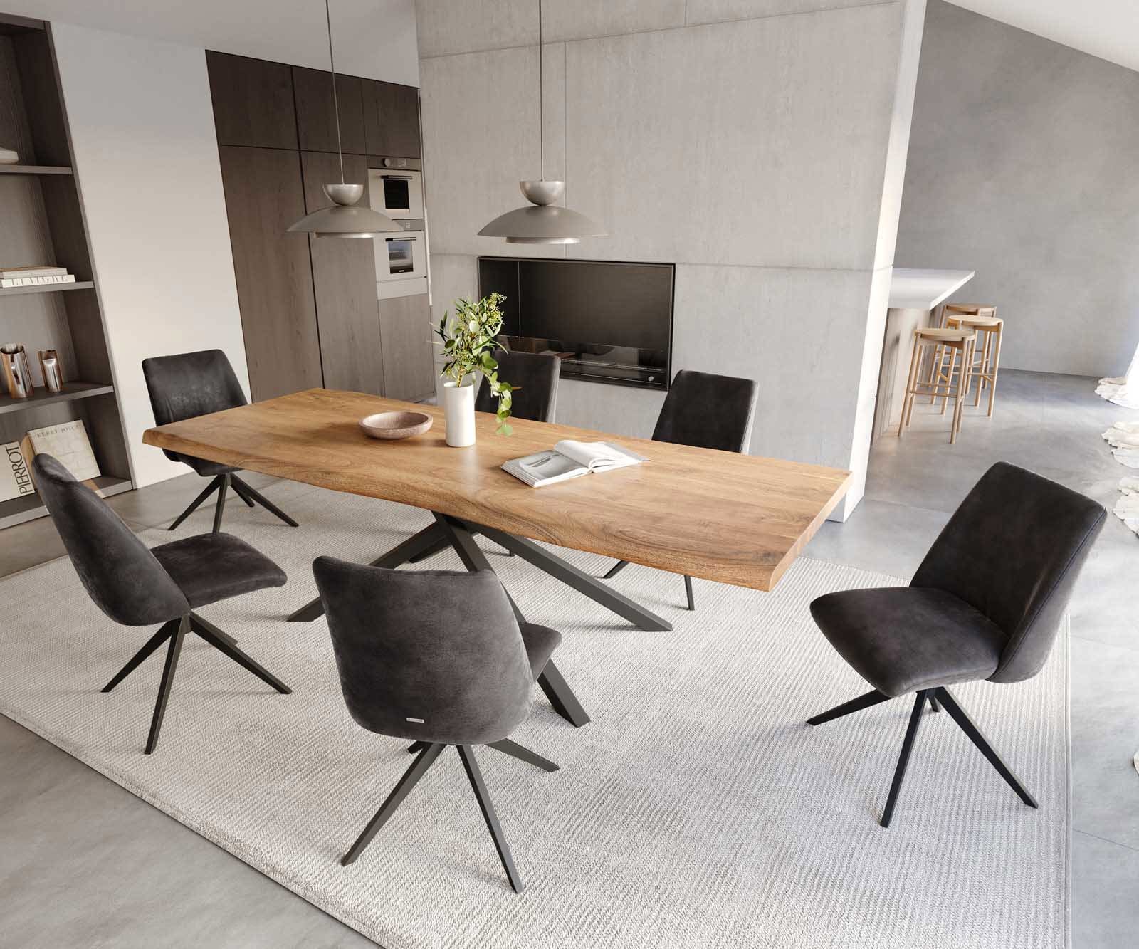 Chaise-pivotante Elso-Flex microvelours anthracite vintage pied croisé large noir pivotement sur 360° ressorts ensachés 4 Chaise-pivotante Elso-Flex microvelours anthracite vintage pied croisé large noir pivotement sur 360° ressorts ensachés 4