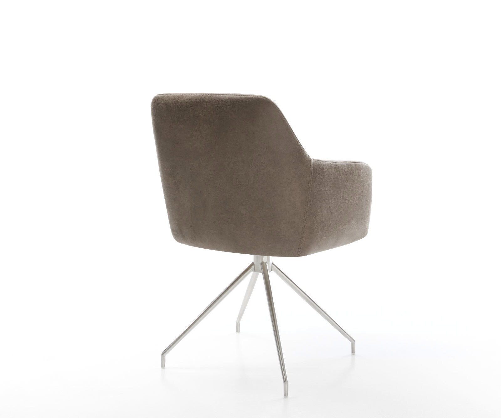 Chaise-de-salle-à-manger Greg-Flex microvelours taupe vintage pied croisé conique acier inoxydable brossé ressorts ensachés 4 Chaise-de-salle-à-manger Greg-Flex microvelours taupe vintage pied croisé conique acier inoxydable brossé ressorts ensachés 4