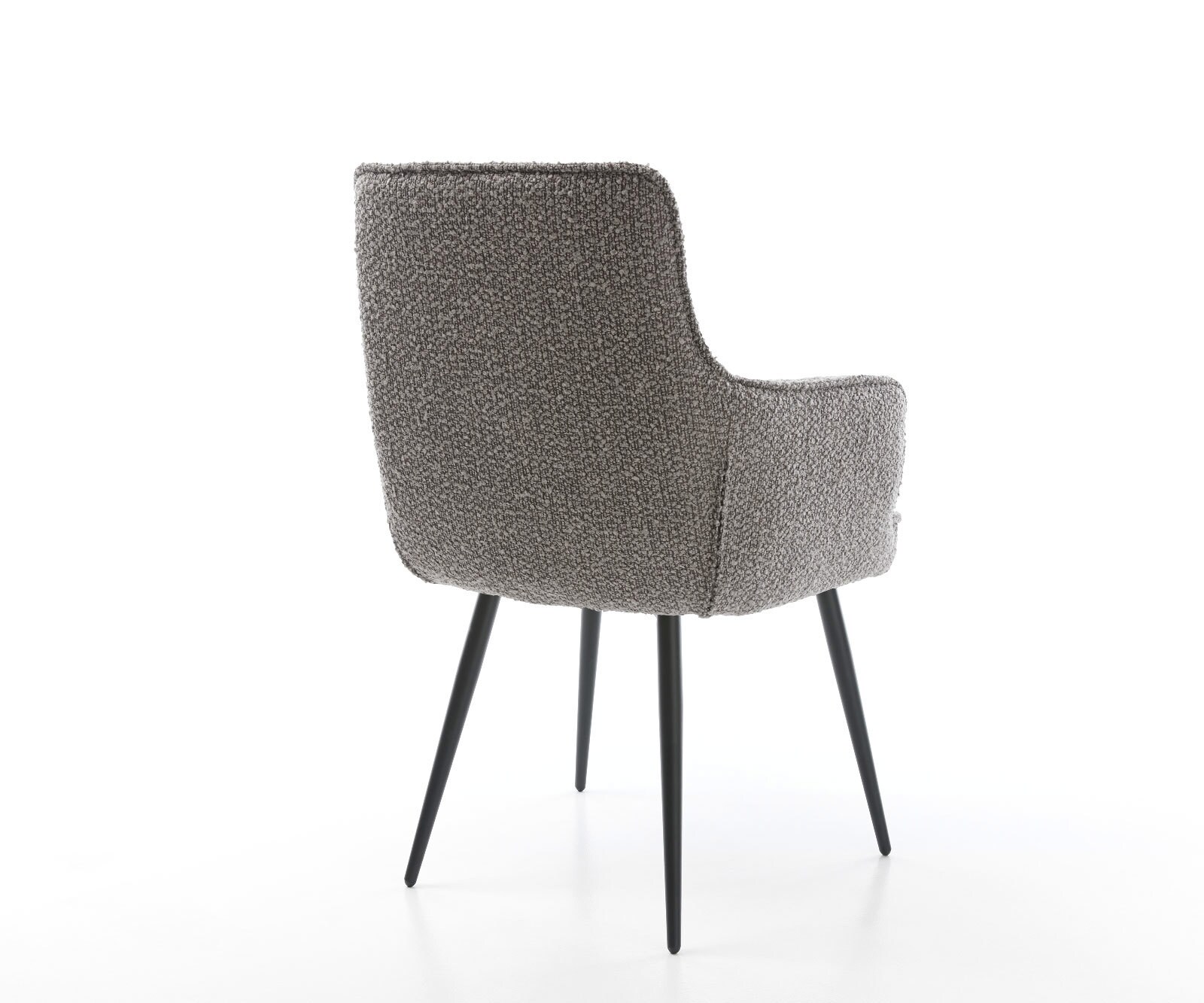 Chaise-de-salle-à-manger Heira-Flex avec accoudoirs bouclé gris argenté 4 pieds coniques noir ressorts ensachés 5