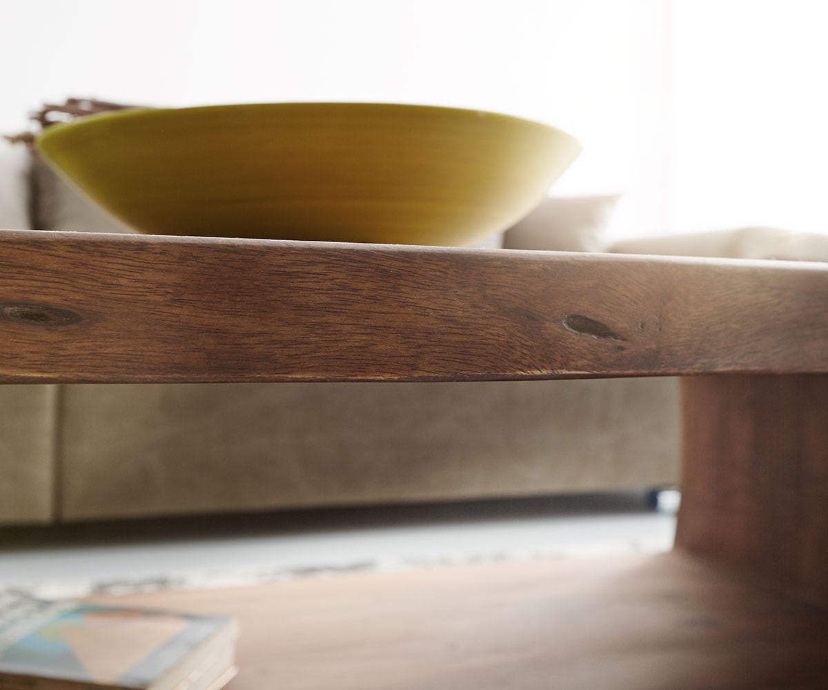 Table-basse Live-Edge 130x60 cm acacia marron tronc d'arbre 5