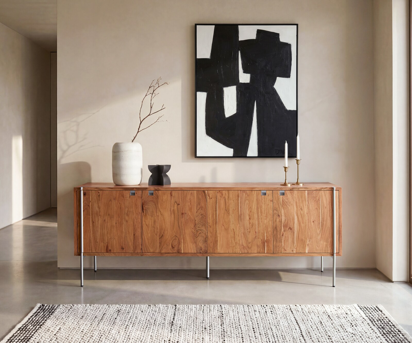 Buffet Rivoro 210 cm acacia naturel 4 portes 1