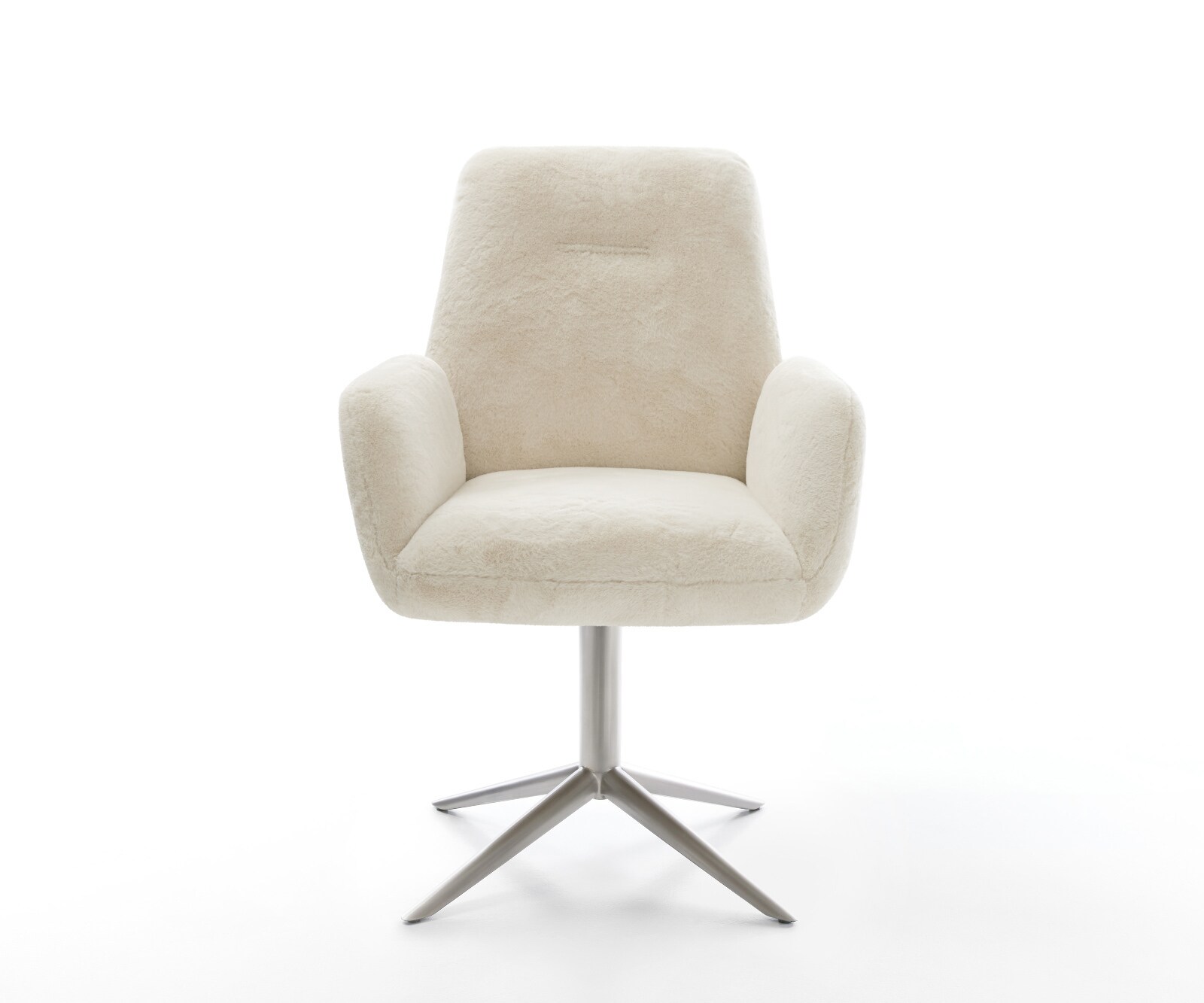 Chaise-pivotante Zoa-Flex peluche crème-blanc pied de chaise 4 branches acier inoxydable pivotement sur 360° fonction bascule resorts ensachés 2