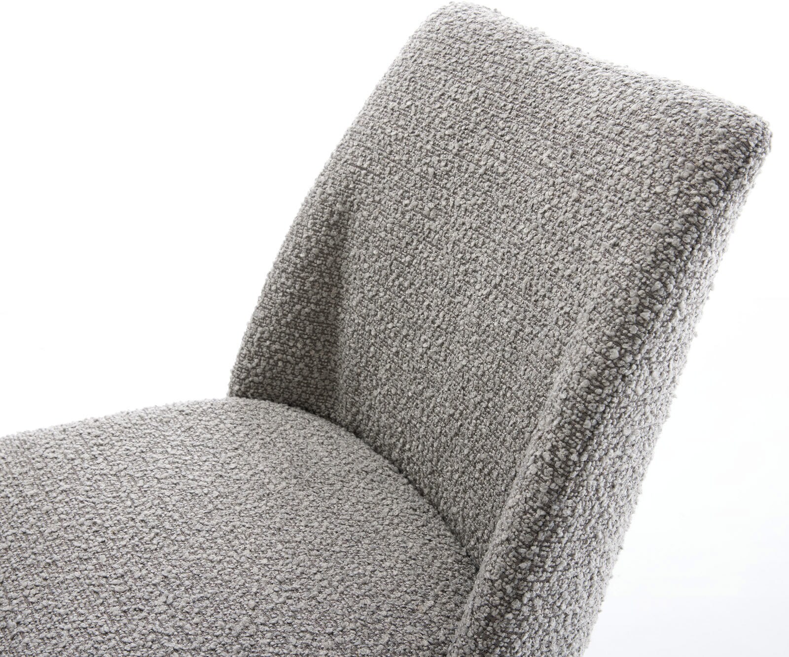 Chaise-de-salle-à-manger Elso-Flex bouclé gris argenté pied trapèze noir ressorts ensachés 4