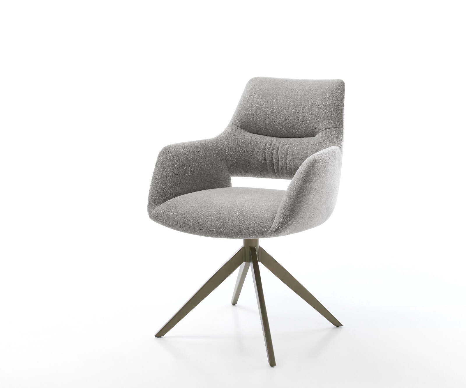 Chaise-pivotante Yago-Flex avec accoudoirs tissu structuré doux gris pied croisé large aspect titane pivotement sur 360° fonction bascule resorts ensachés 1