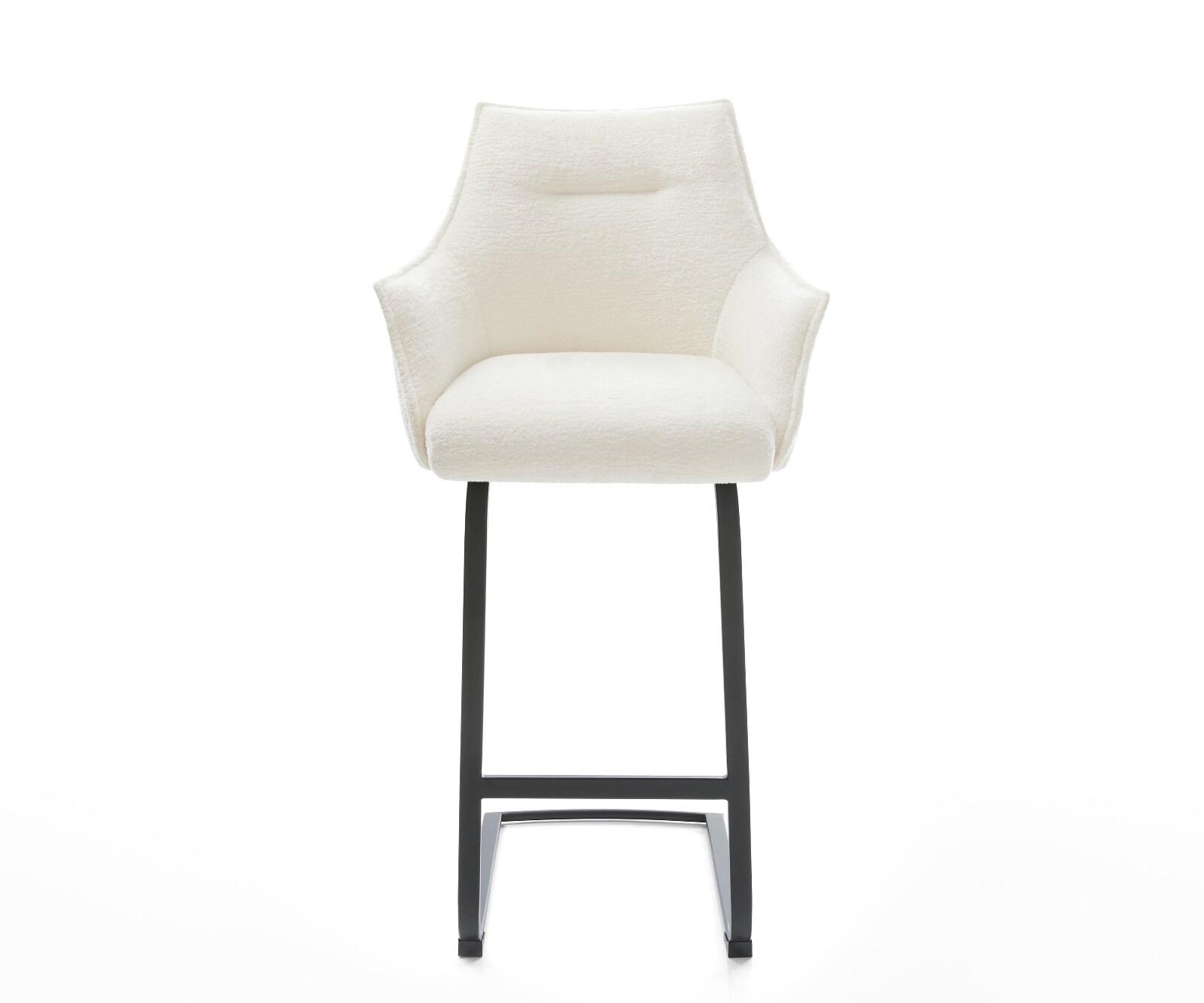 Chaise-de-bar Alja-Flex Bouclé doux Beige Pied cantilever plat noir Noir Ressort ensaché 2