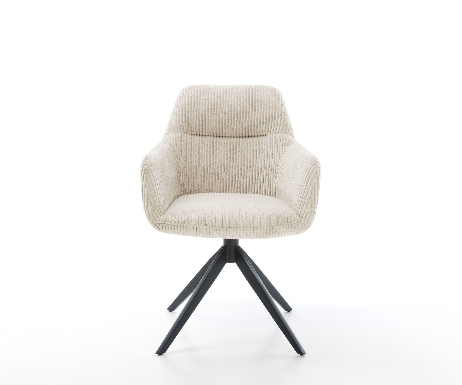 Chaise-pivotante Pejo-Flex côtelé beige pied croisé large noir pivotement sur 360° fonction bascule ressorts ensachés 1