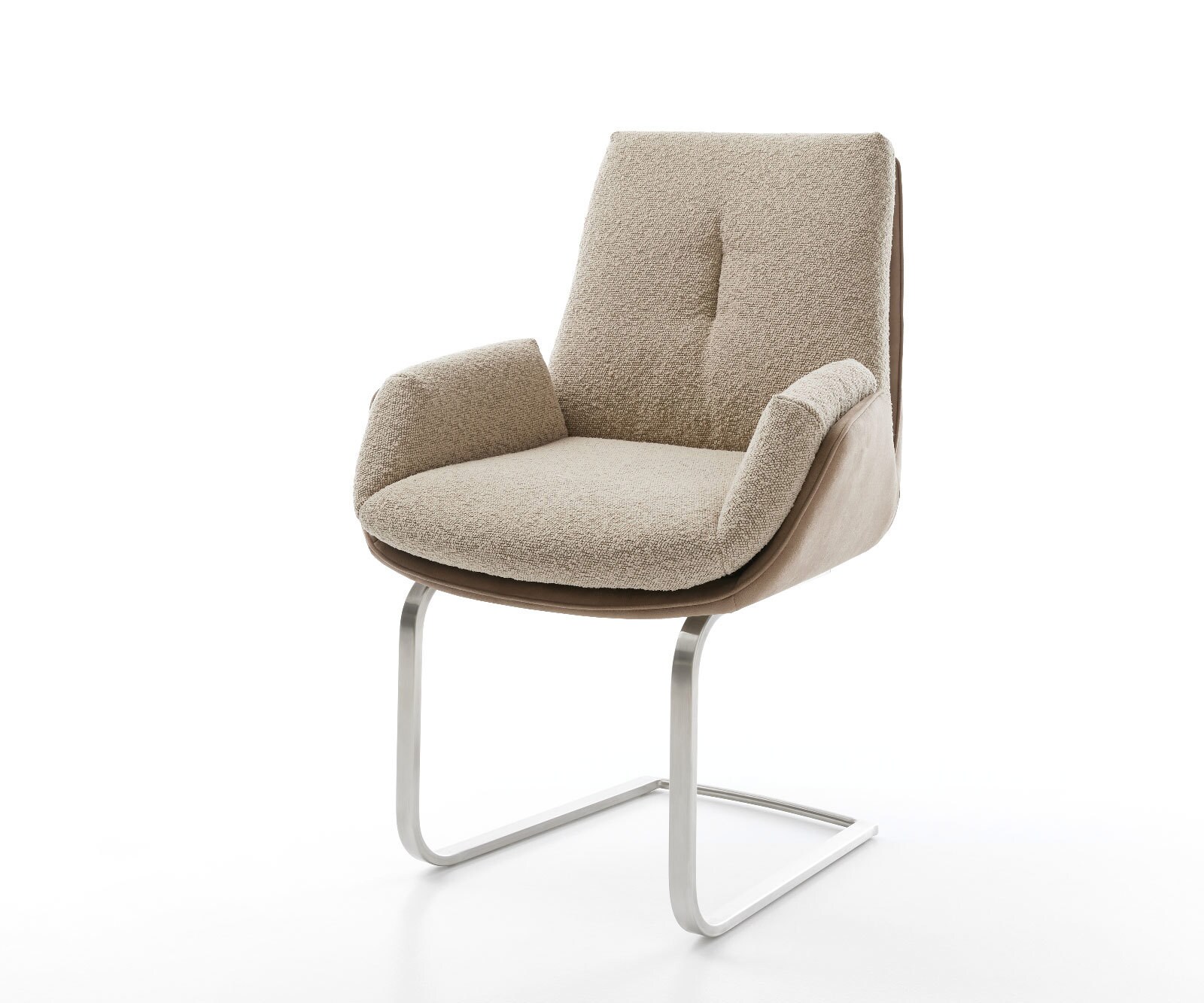 Cantilever Clea-Flex tissu mixte couleur boue pied cantilever plat acier inoxydable brossé