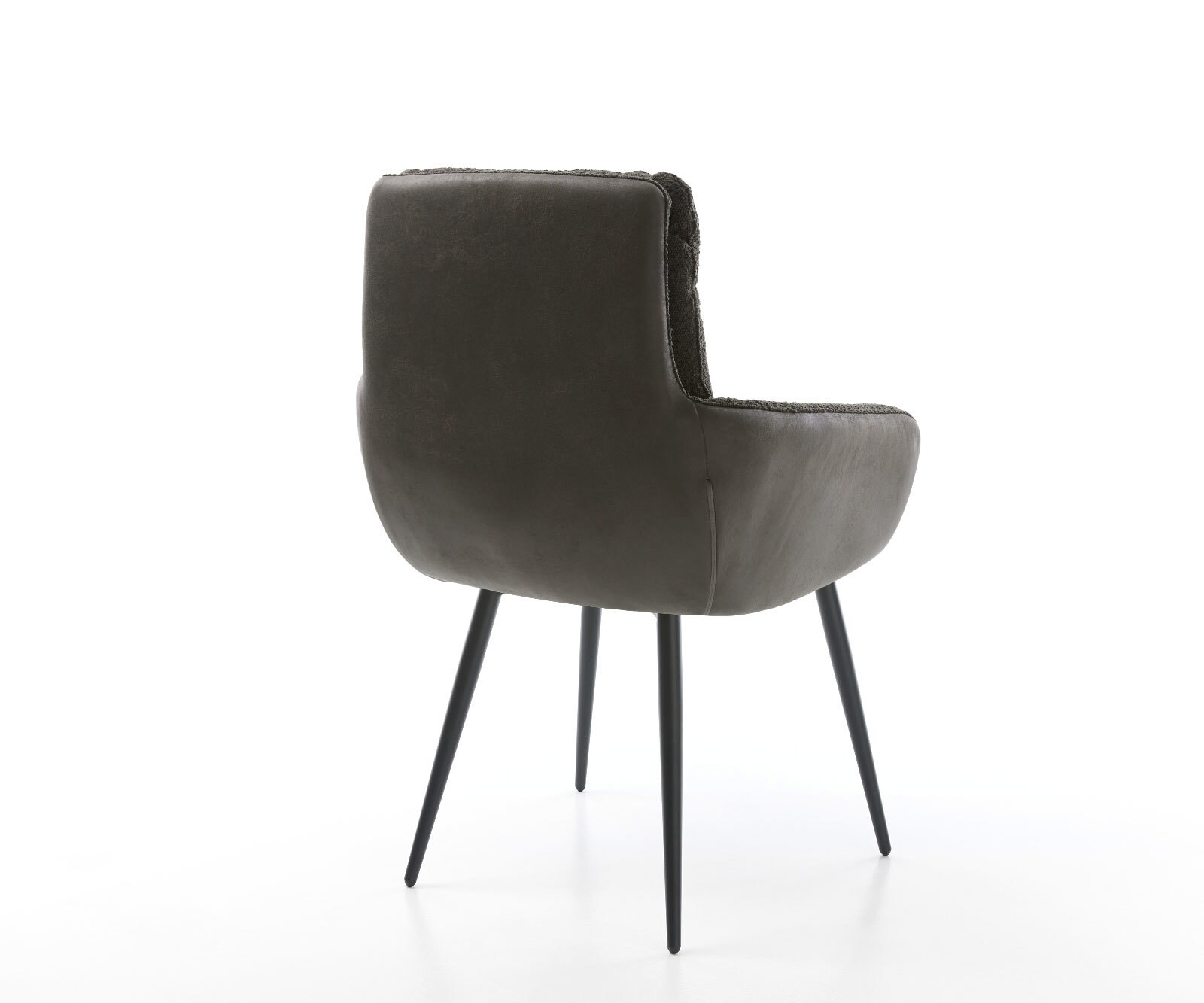 Chaise-de-salle-à-manger Abelia-Flex avec accoudoirs tissu mixte noir 4 pieds coniques acier inoxydable brossé 4 Chaise-de-salle-à-manger Abelia-Flex avec accoudoirs tissu mixte noir 4 pieds coniques acier inoxydable brossé 4