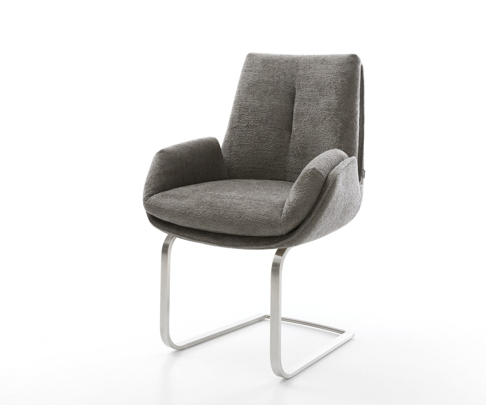 Cantilever Clea-Flex bouclé doux couleur boue pied cantilever plat acier inoxydable 1