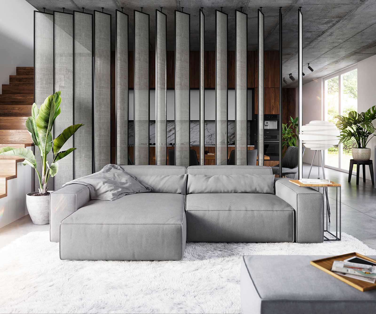 Canapé d'angle Sirpio XL 270x170 cm Microfibre Gris Recamiere variable avec Tabouret Canapé d'angle Sirpio XL 270x170 cm Microfibre Gris Recamiere variable avec Tabouret