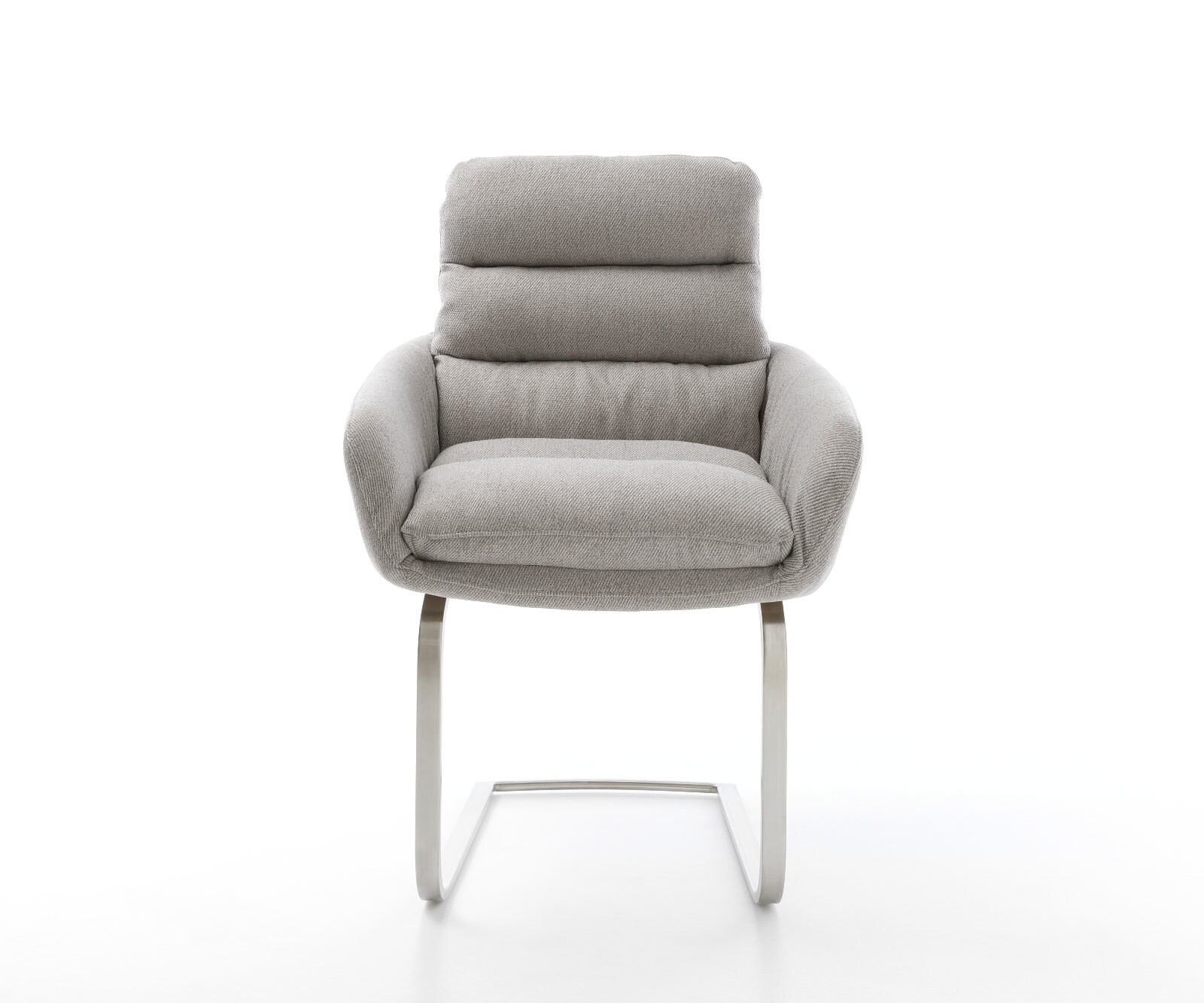 Cantilever Abelia-Flex avec accoudoirs rayures gris clair pied cantilever plat acier inoxydable brossé 1 Cantilever Abelia-Flex avec accoudoirs rayures gris clair pied cantilever plat acier inoxydable brossé 1