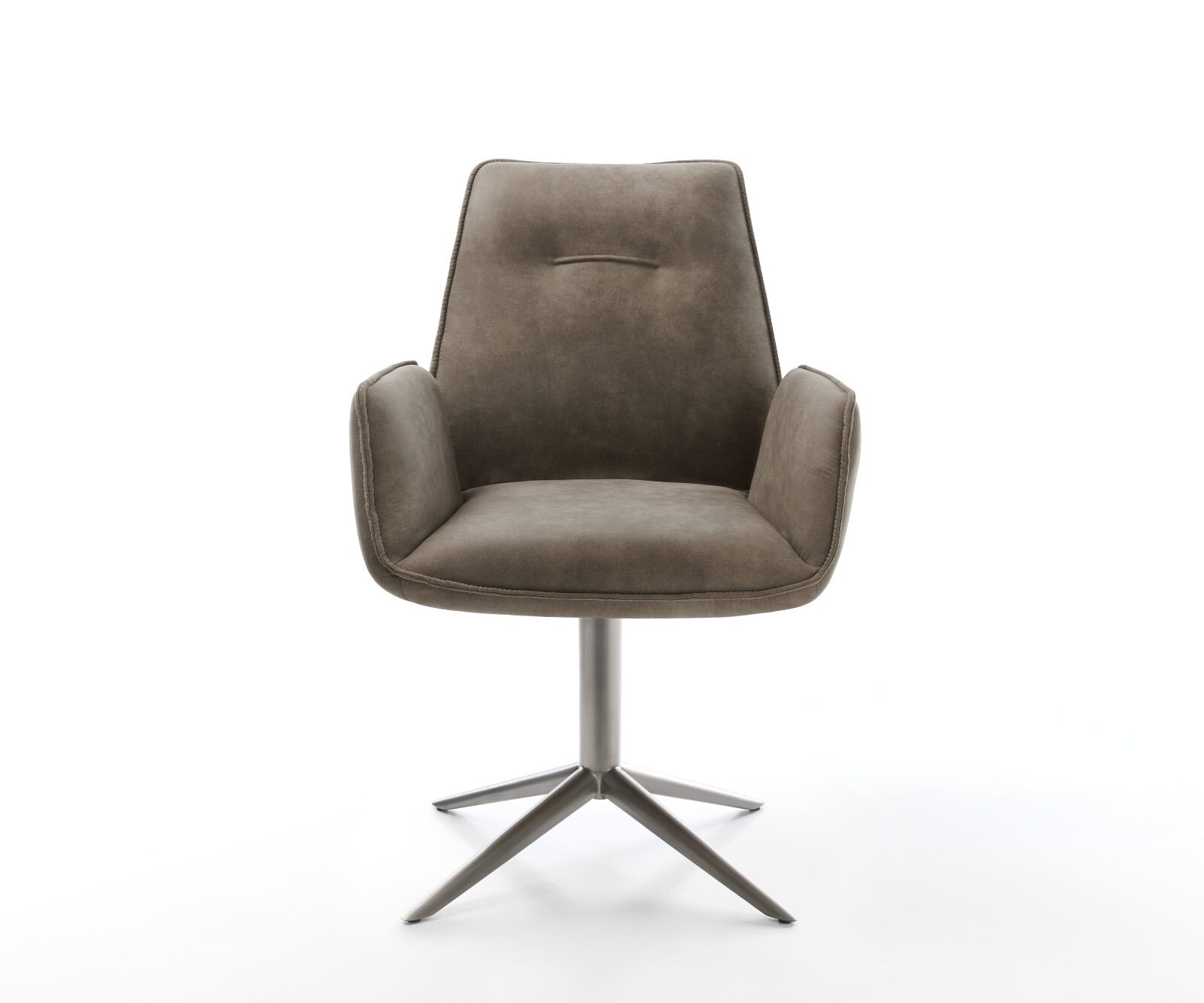 Chaise-pivotante Zoa-Flex microvelours taupe vintage pied de chaise 4 branches grafiete pivotement sur 360° fonction bascule ressorts ensachés 2