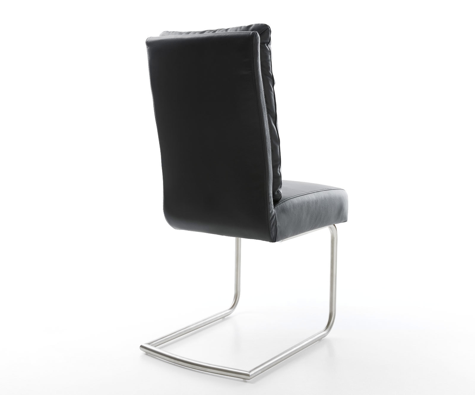 Cantilever Pela-Flex cuir de vache noir pied cantilever rond acier inoxydable brossé ressorts ensachés 5 Cantilever Pela-Flex cuir de vache noir pied cantilever rond acier inoxydable brossé ressorts ensachés 5
