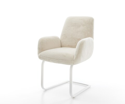 Cantilever Zoa-Flex peluche crème-blanc pied cantilever plat blanc resorts ensachés