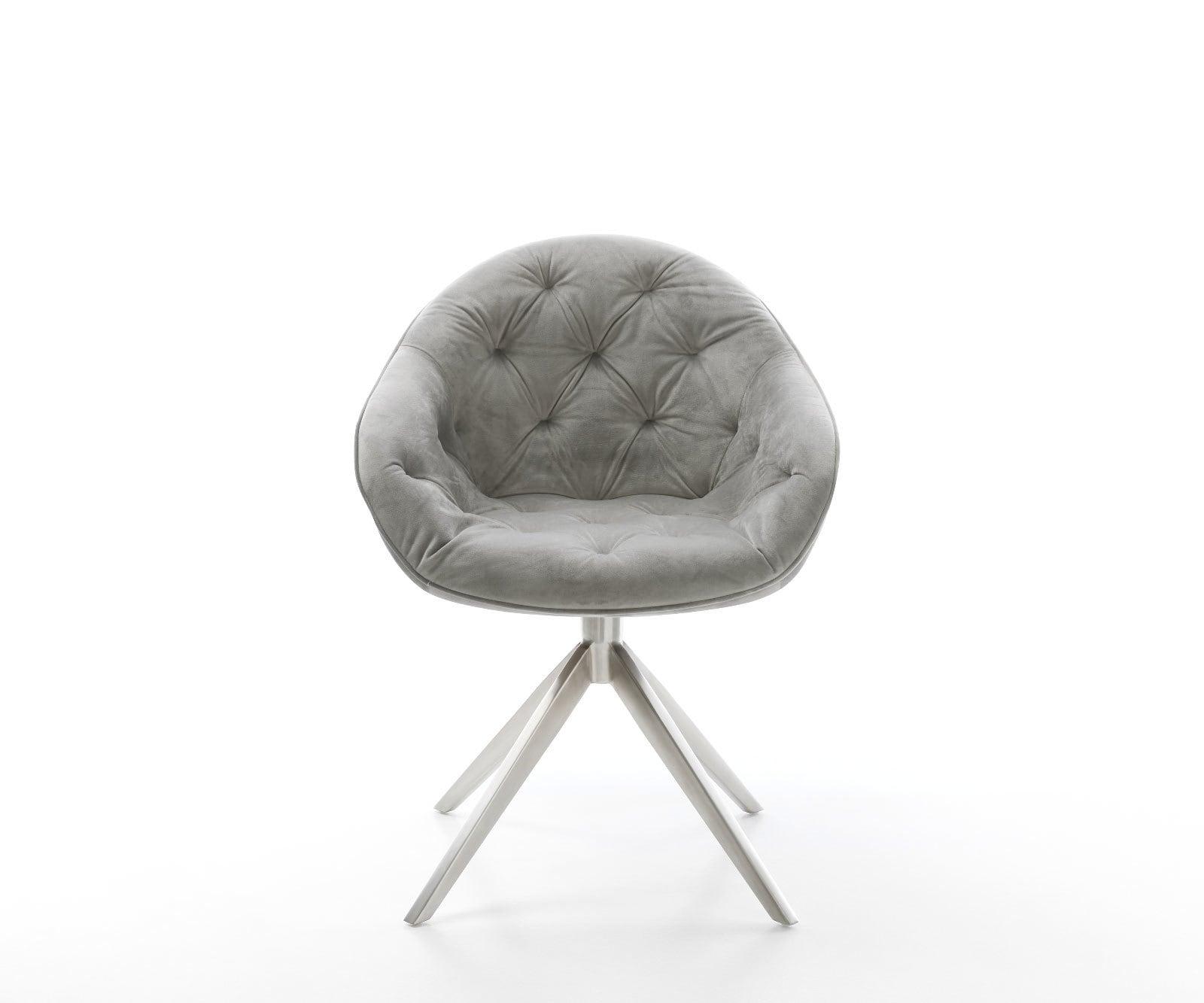 Chaise-pivotante Gaio-Flex velours gris pied croisé large acier inoxydable brossé pivotement sur 360° fonction bascule 1 Chaise-pivotante Gaio-Flex velours gris pied croisé large acier inoxydable brossé pivotement sur 360° fonction bascule 1