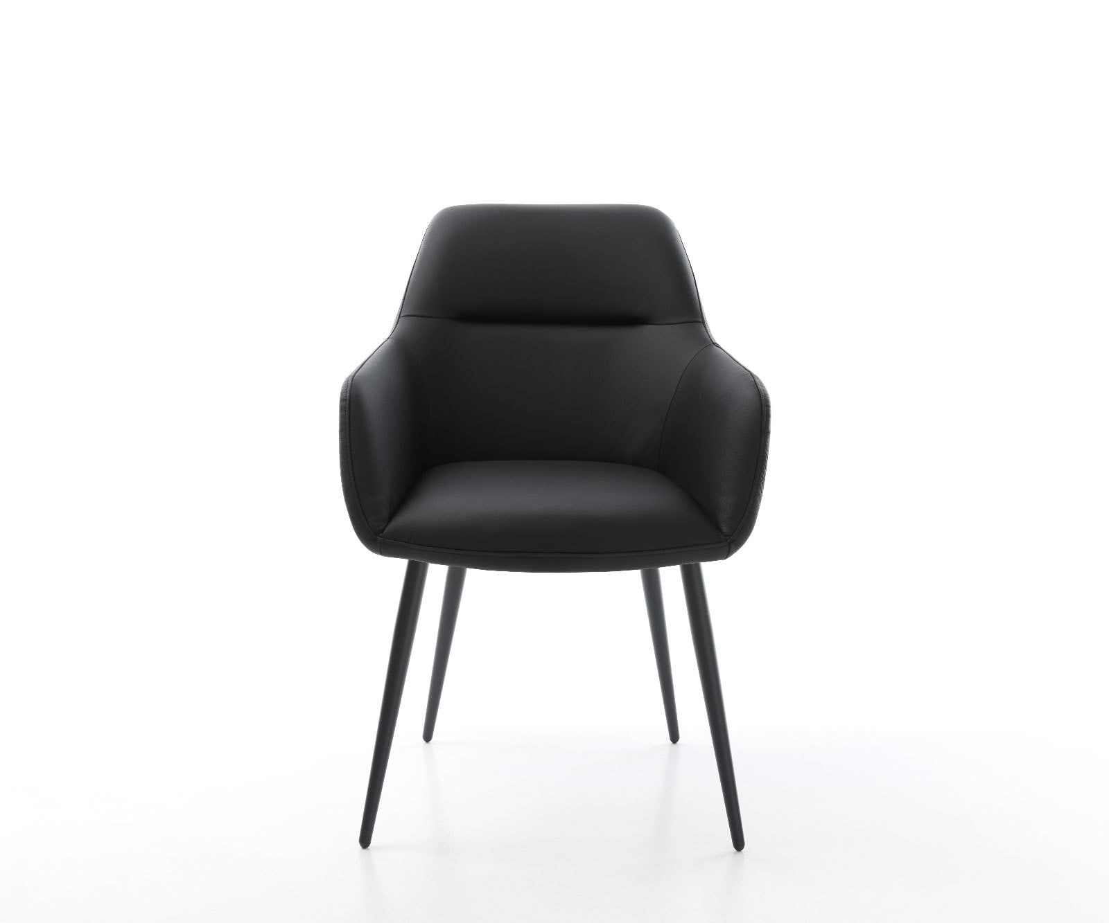 Chaise-de-salle-à-manger Pejo-Flex cuir de vache noir 4 pieds coniques noir ressorts ensachés 1 Chaise-de-salle-à-manger Pejo-Flex cuir de vache noir 4 pieds coniques noir ressorts ensachés 1