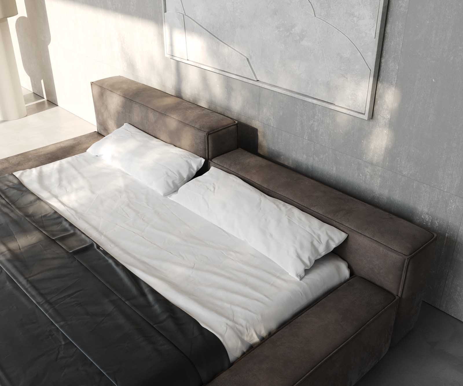 Sommier-rembourré Kalinea 180x200 cm microfibre taupe vintage 5