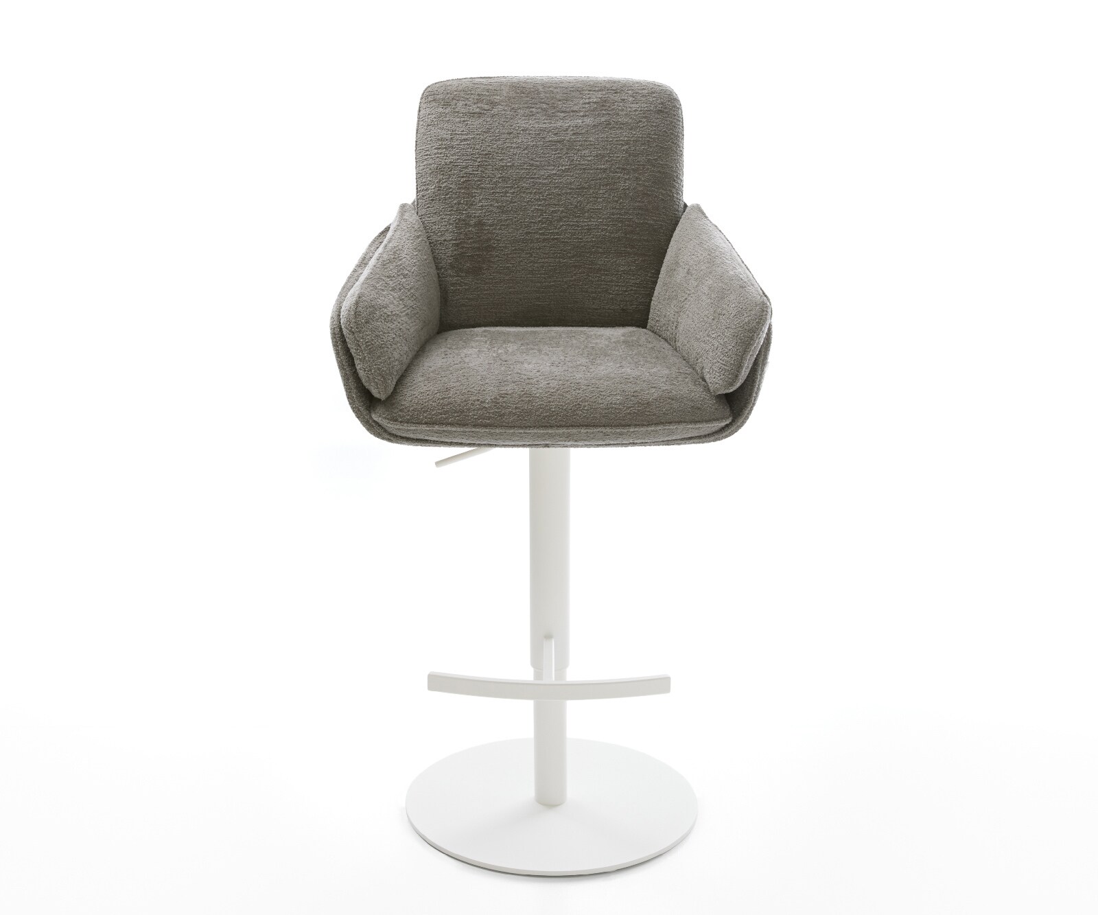 Chaise-de-bar Luan-Flex Bouclé doux Boue Pied pivotant réglable en hauteur blanc Blanc 2