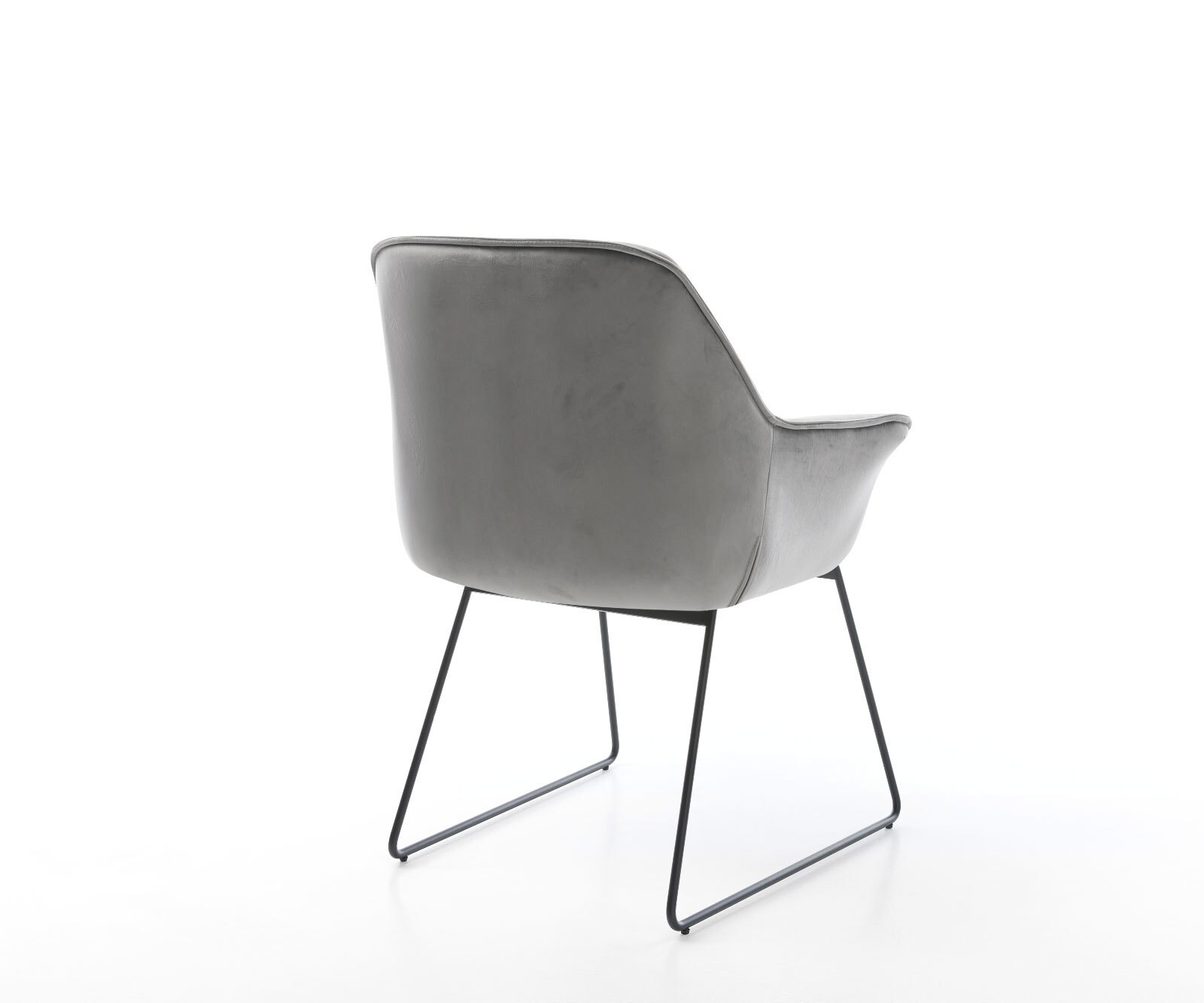 Chaise-de-salle-à-manger Keila-Flex avec accoudoirs velours gris pied trapèze noir 5 Chaise-de-salle-à-manger Keila-Flex avec accoudoirs velours gris pied trapèze noir 5