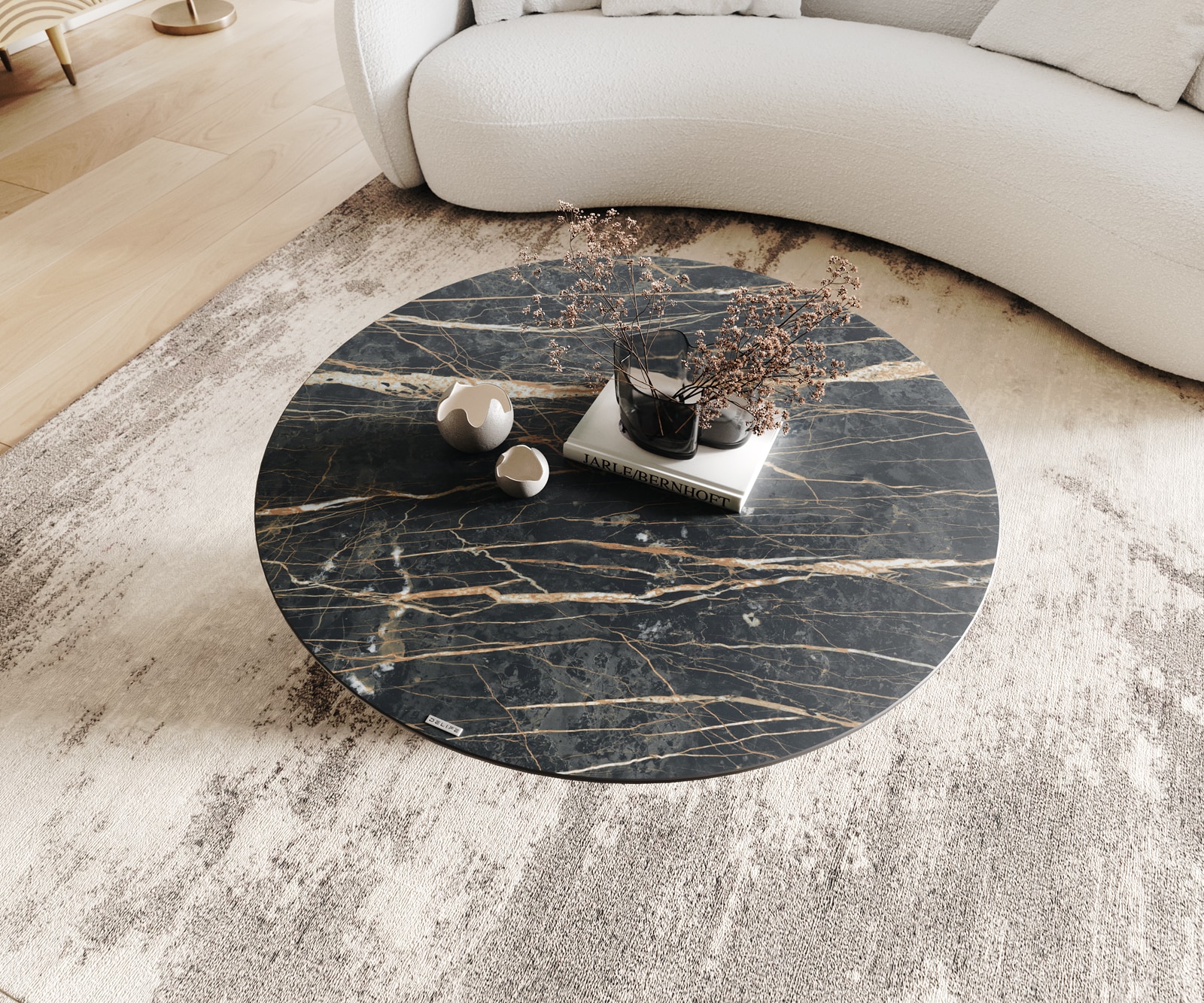 Table-basse Borna 100x100 cm Céramique Laminam®Noir Desir Marron Piétement Conique Finition Effet Titane 5 Table-basse Borna 100x100 cm Céramique Laminam®Noir Desir Marron Piétement Conique Finition Effet Titane 5