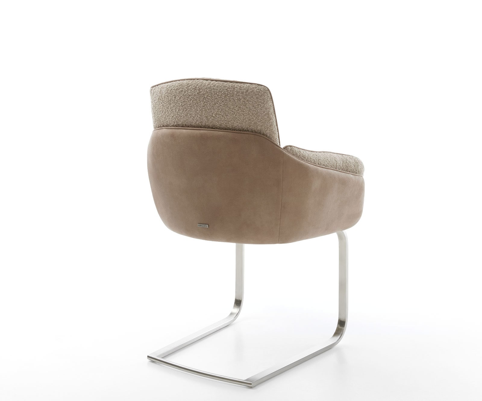 Cantilever Luan-Flex avec accoudoirs tissu mixte couleur boue pied cantilever plat acier inoxydable brossé 3 Cantilever Luan-Flex avec accoudoirs tissu mixte couleur boue pied cantilever plat acier inoxydable brossé 3