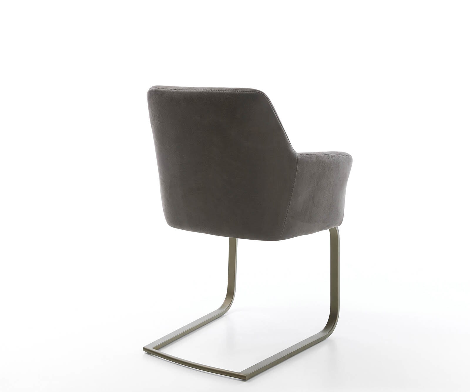 Cantilever Xana-Flex avec accoudoirs microvelours anthracite vintage pied cantilever plat aspect titane ressorts ensachés 4