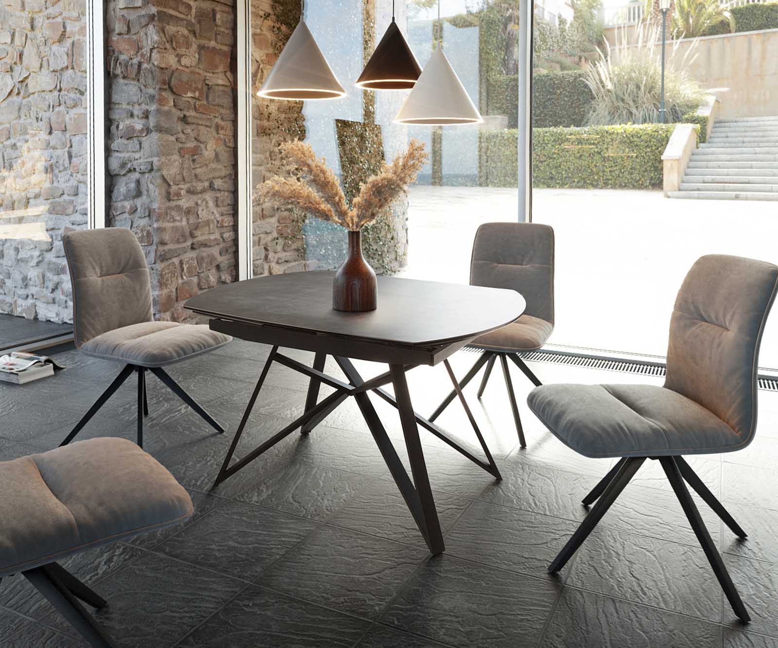 Table-manger Carlow 130/200x95 cm céramique gris métal extensible 2