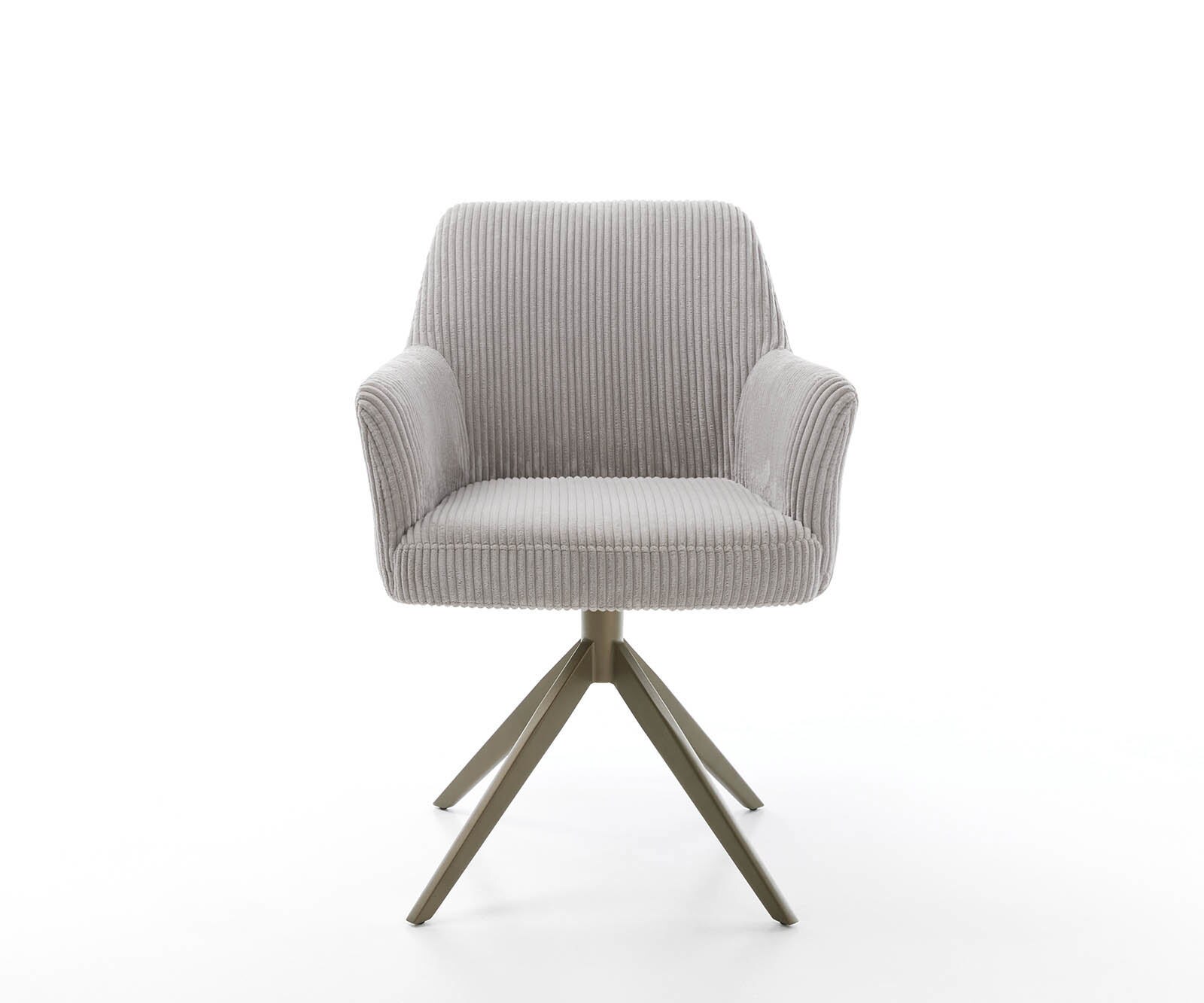 Chaise-pivotante Xana-Flex avec accoudoirs côtelé gris argenté pied croisé large aspect titane pivotement sur 360° ressorts ensachés 1 Chaise-pivotante Xana-Flex avec accoudoirs côtelé gris argenté pied croisé large aspect titane pivotement sur 360° ressorts ensachés 1