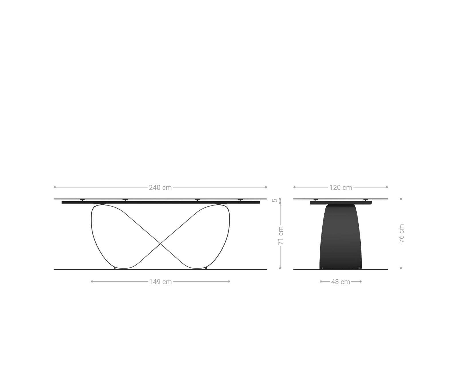Table à manger Edge Boot 240x120 cm Céramique Minas Melange Blanc-Beige Infinity Métal Noir 6