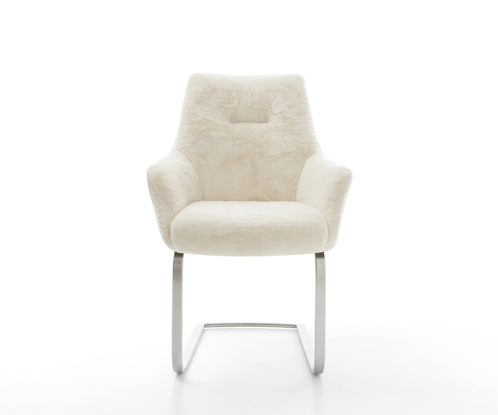 Cantilever Alja-Flex avec accoudoirs peluche crème-blanc pied cantilever plat acier inoxydable resorts ensachés 2