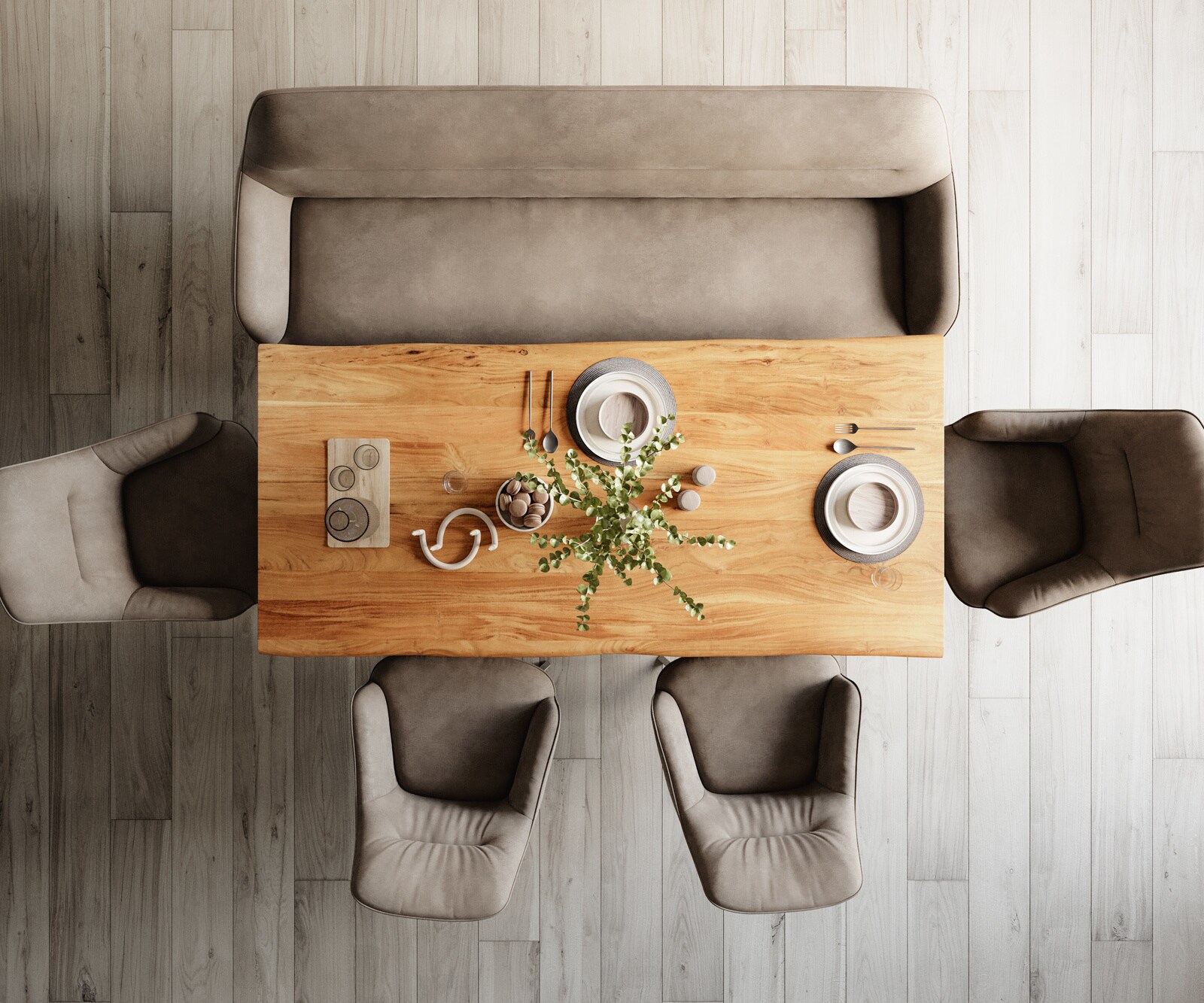 Banc-de-salle-à-manger Taya-Flex 200 cm microfibre taupe vintage piètement à patins angulaire acier inoxydable ressort ensaché 5