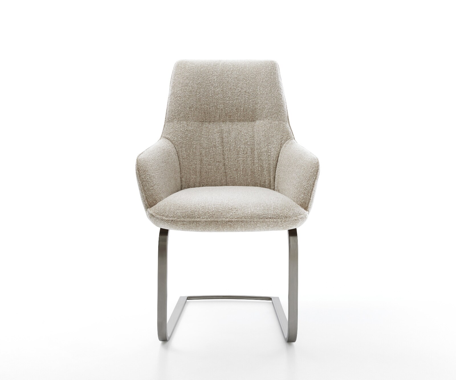 Cantilever Zelia-Flex avec accoudoirs tissu tissé doux beige pied cantilever plat grafiete ressorts ensachés 1