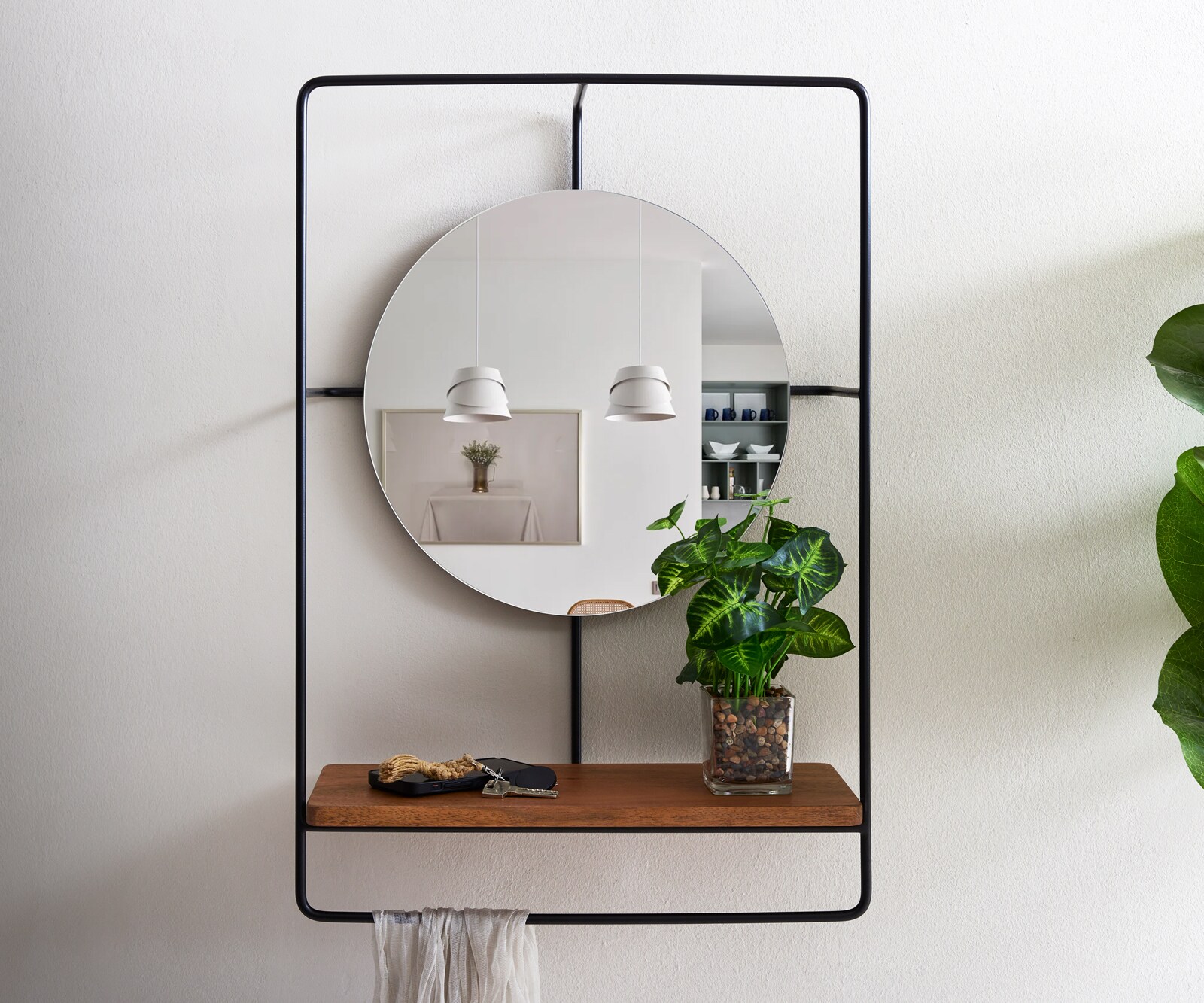 Miroir Cadria 45x65 cm acacia naturel métal noir 1